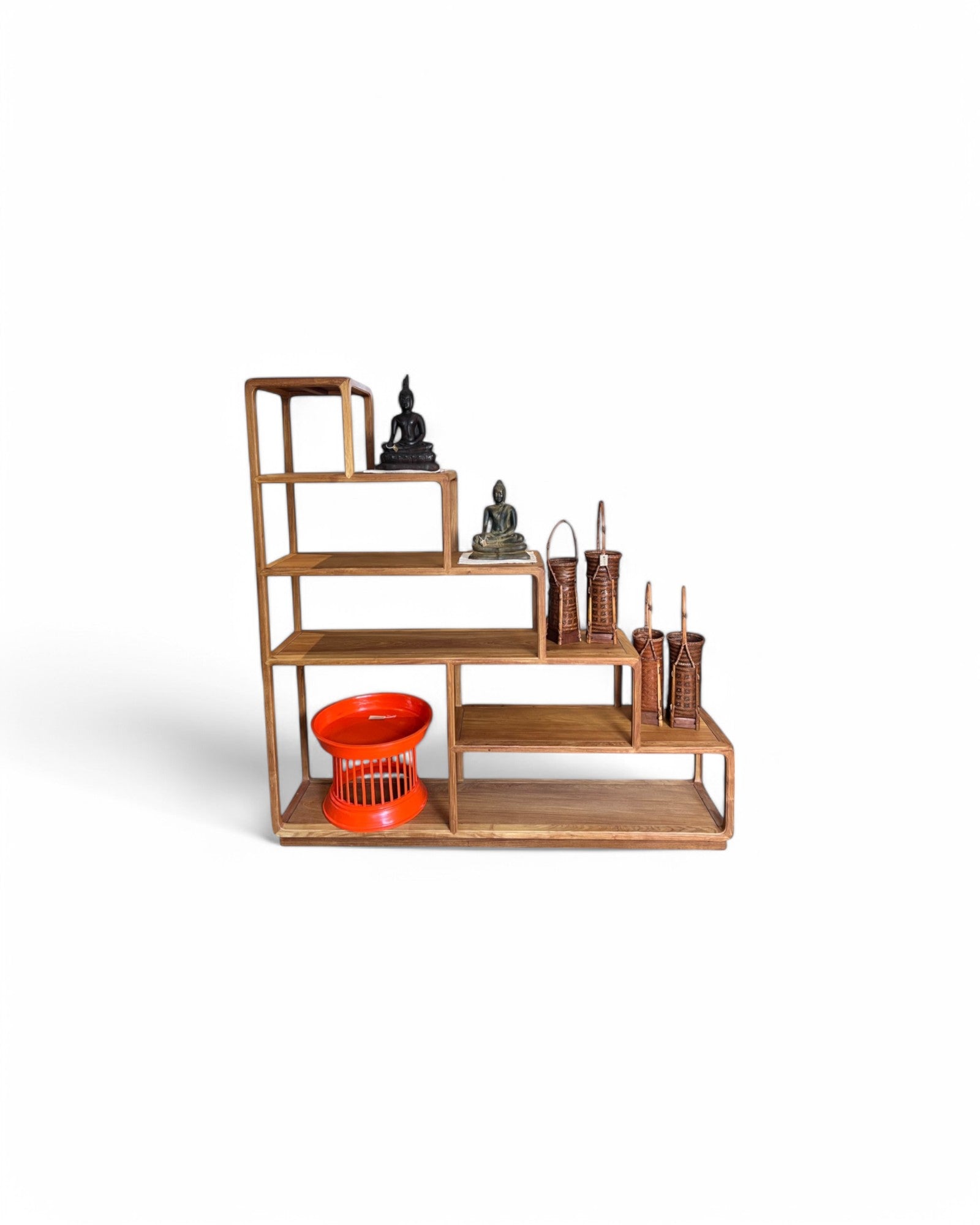 Ascending Stair Teak Shelf Unit