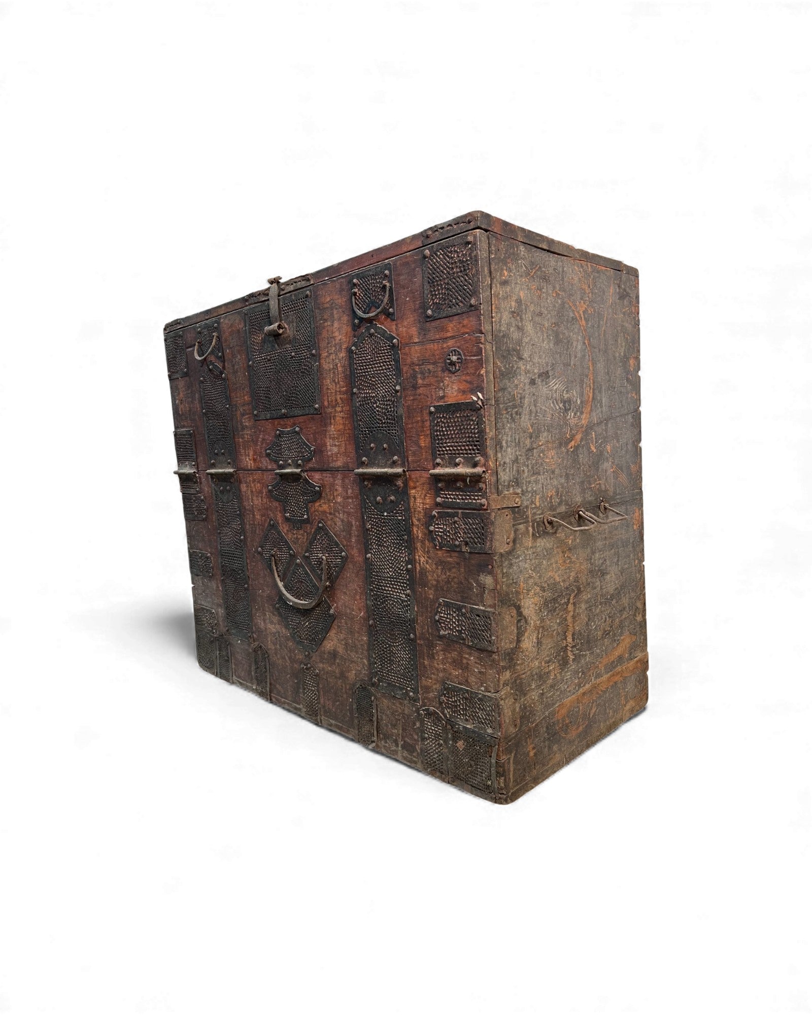 Antique North Korean Banjadi Chest with Iron Paper - Cut Motifs - Surround Living - 16