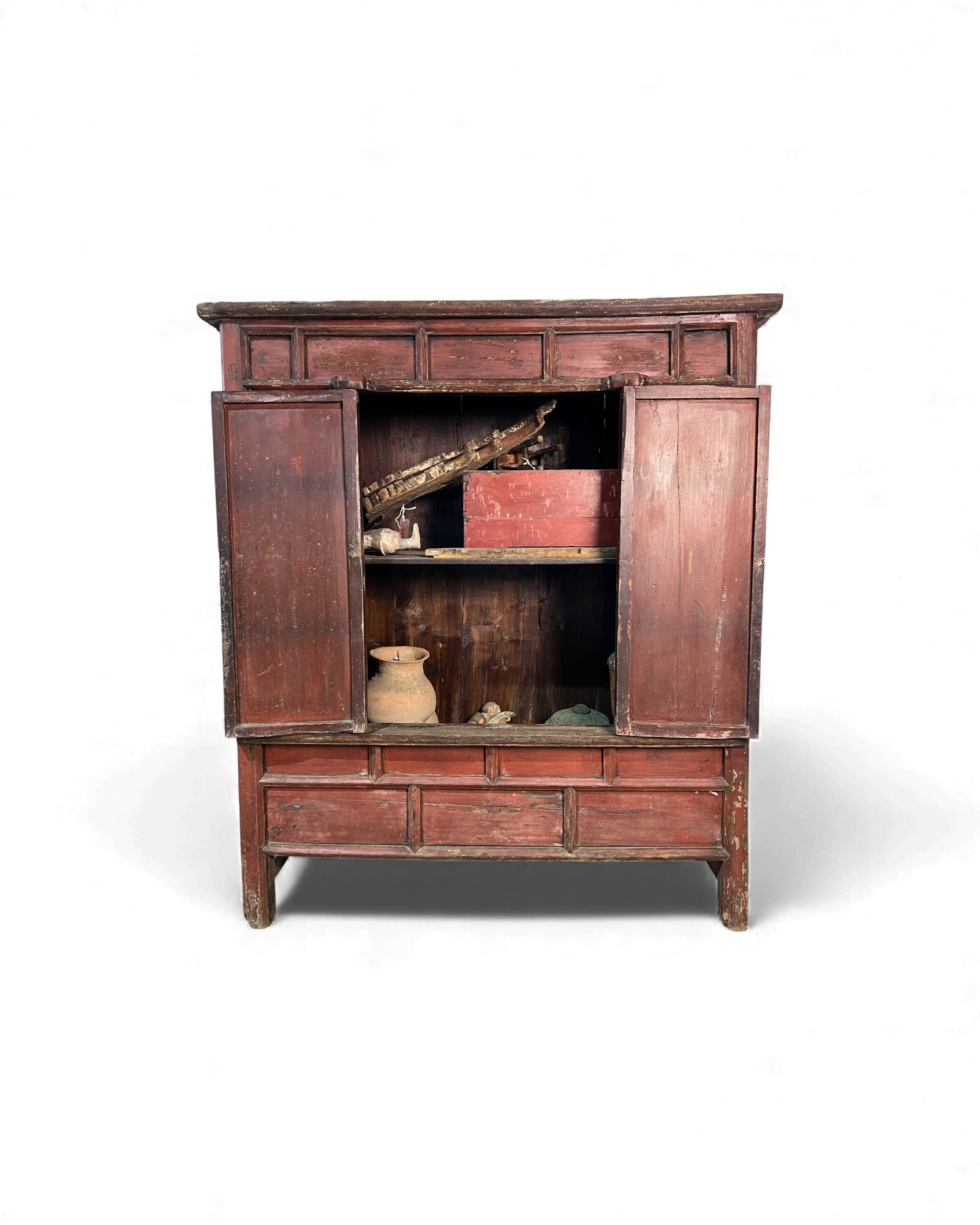 Chinese Red - Lacquer Sutra Cabinet with Double Swing Doors - Surround Living - 5