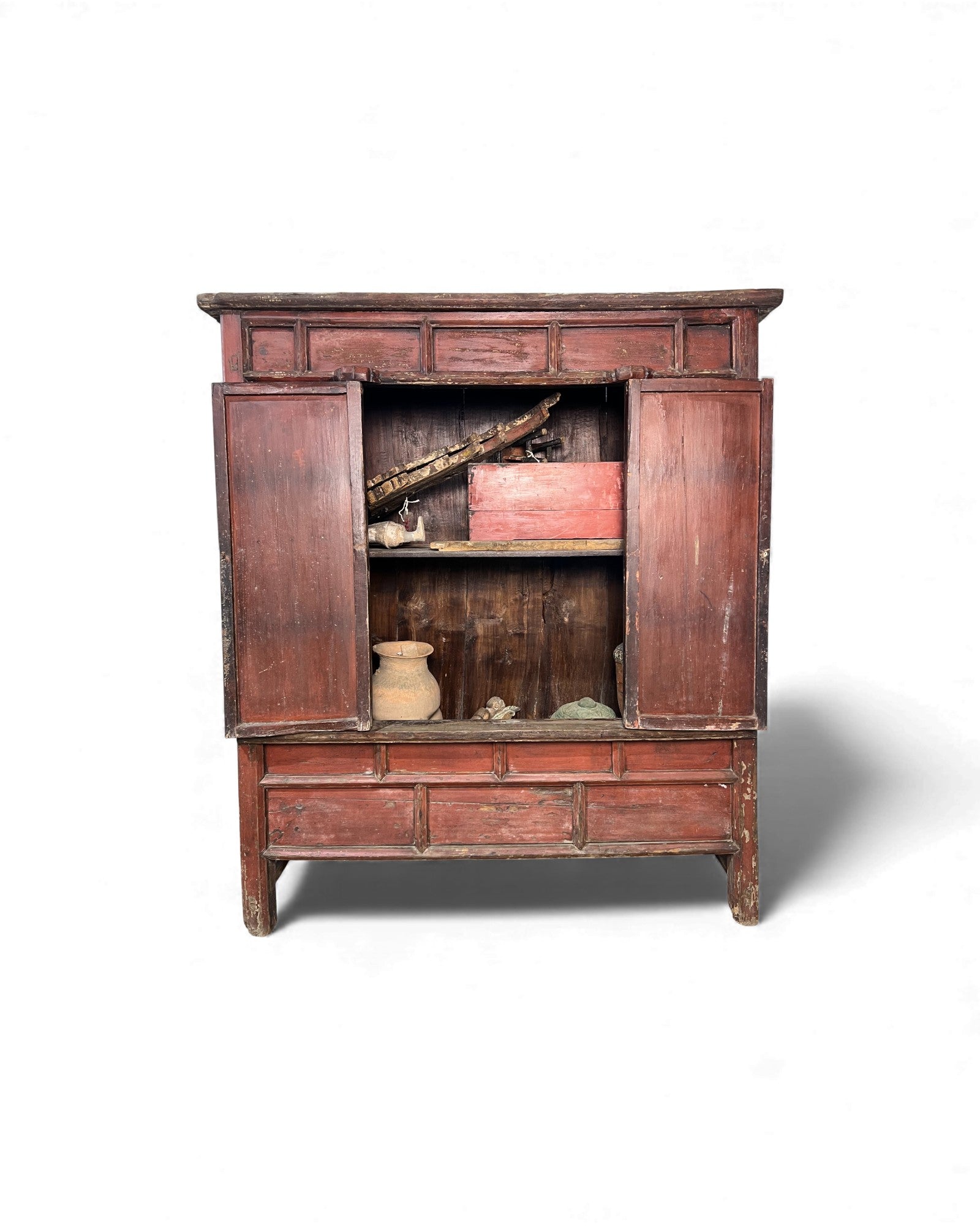 Chinese Red - Lacquer Sutra Cabinet with Double Swing Doors - Surround Living - 6
