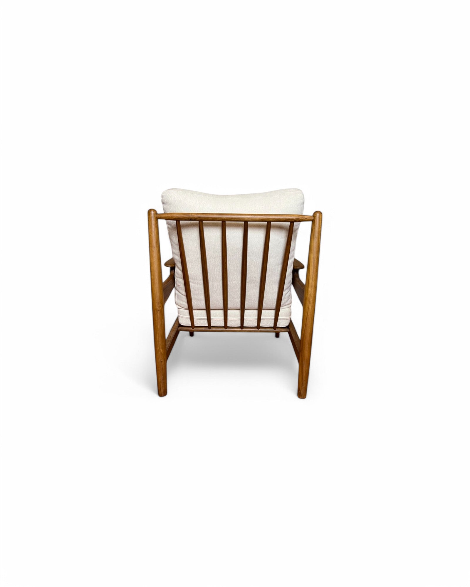 White & Teak Cradle Back Lounge Chair and Ottoman Set