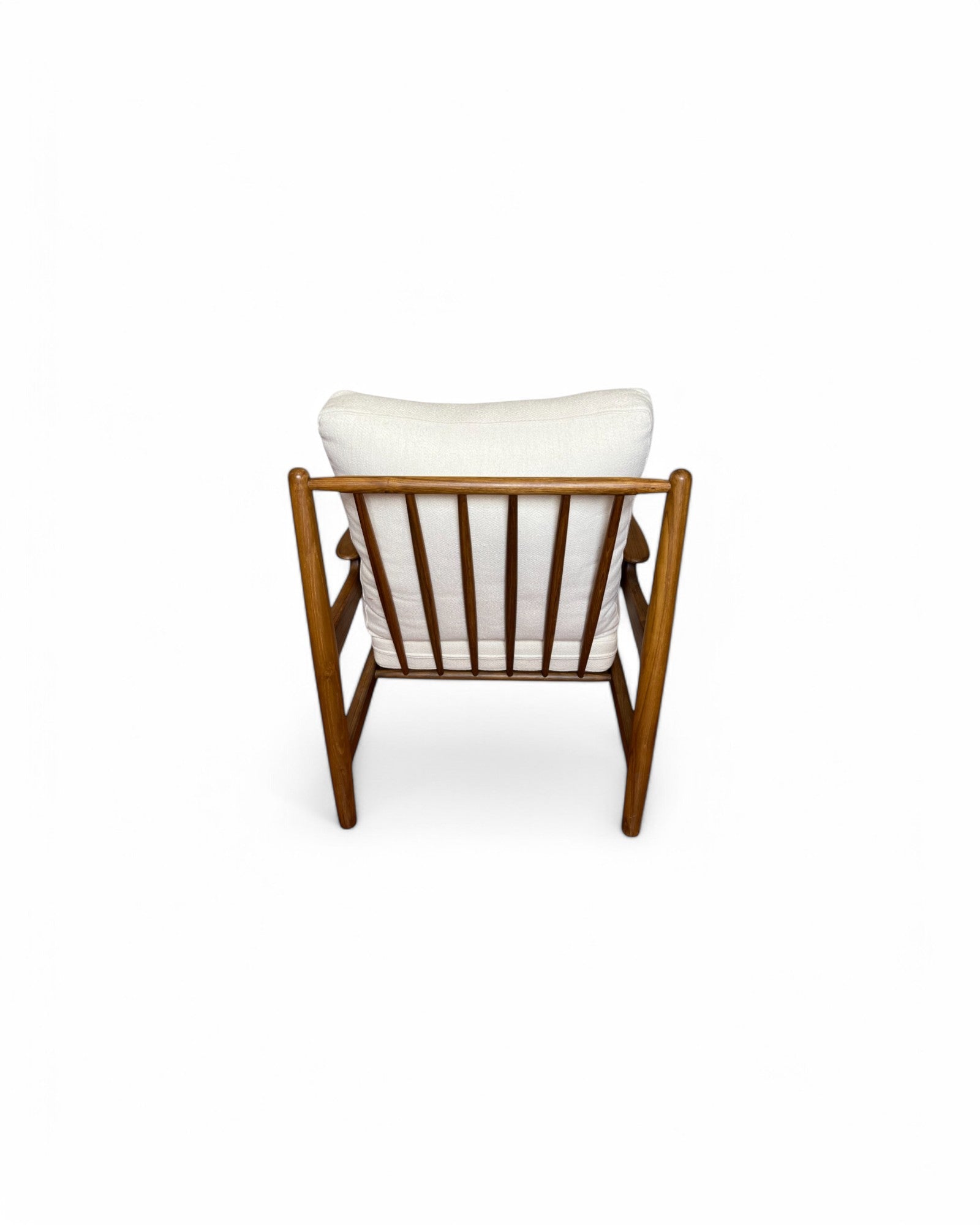 White & Teak Cradle Back Lounge Chair and Ottoman Set