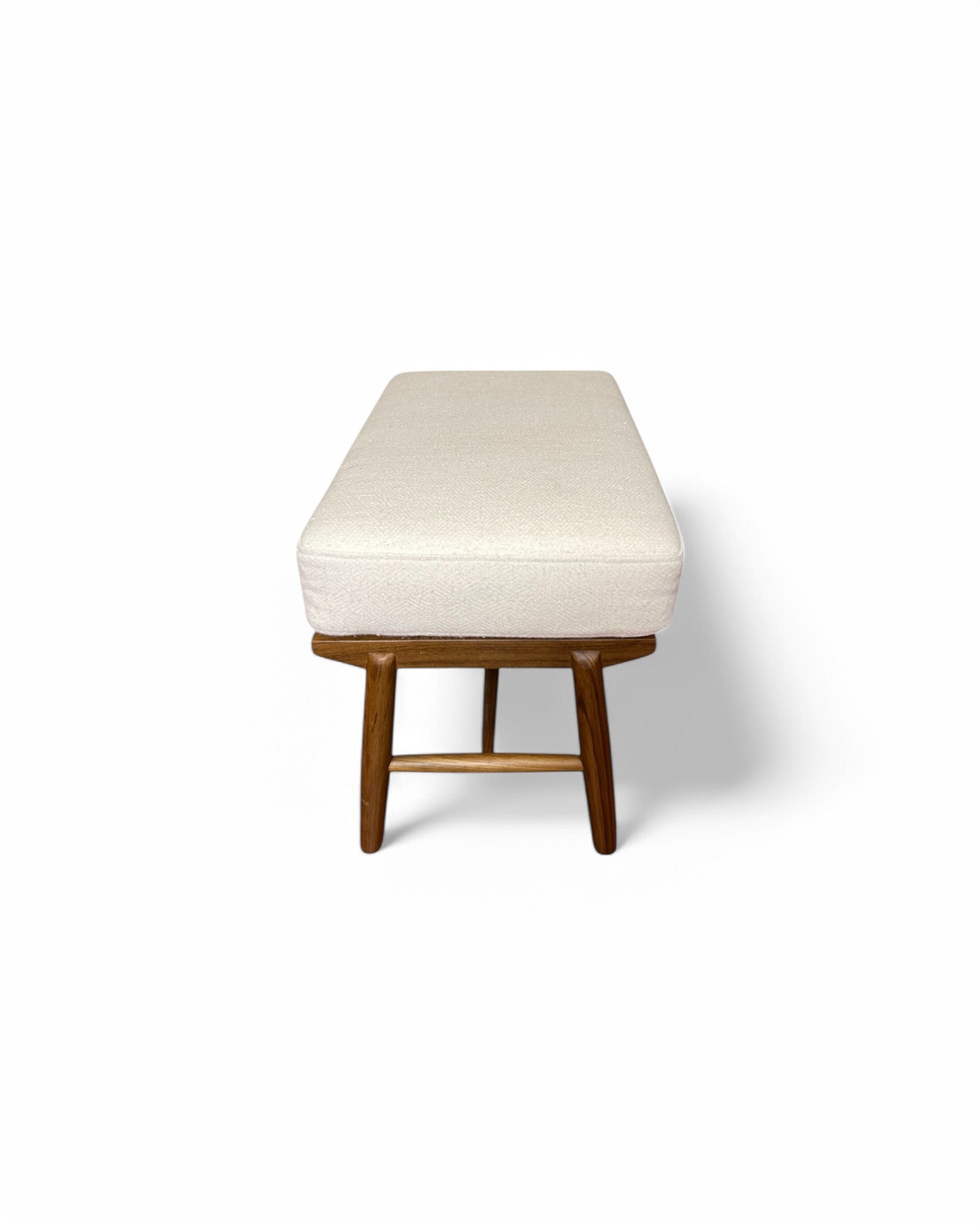 White & Teak Cradle Back Lounge Chair and Ottoman Set