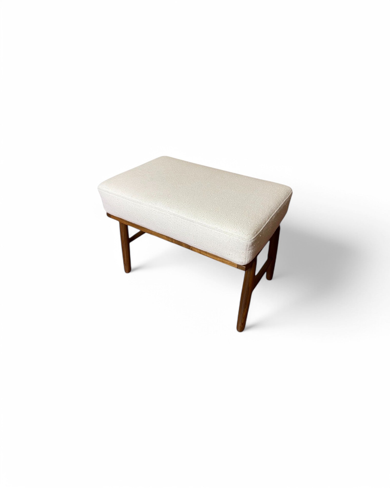 White & Teak Cradle Back Lounge Chair and Ottoman Set