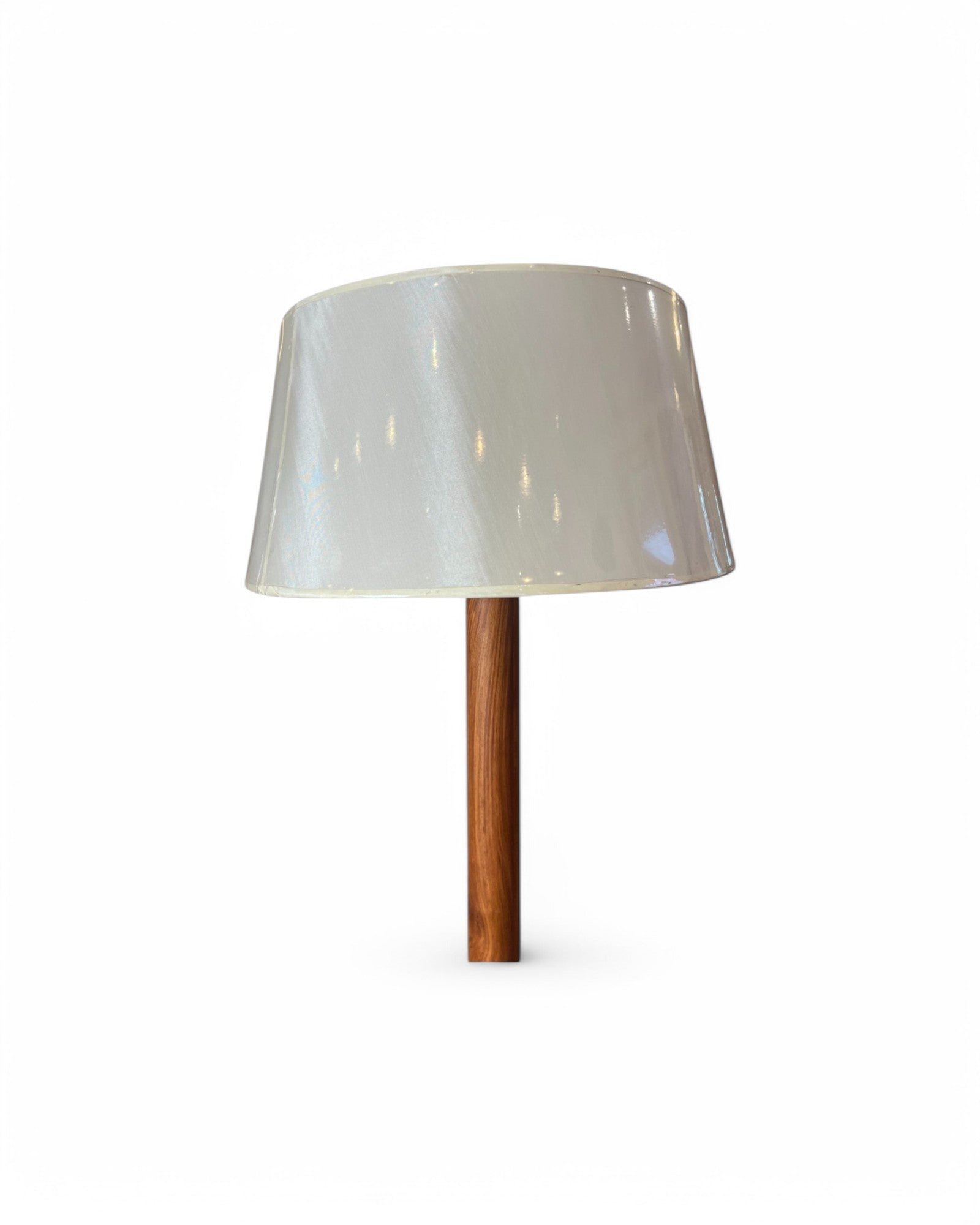 Teak Round White Shade Floor Lamp - 3 Legs