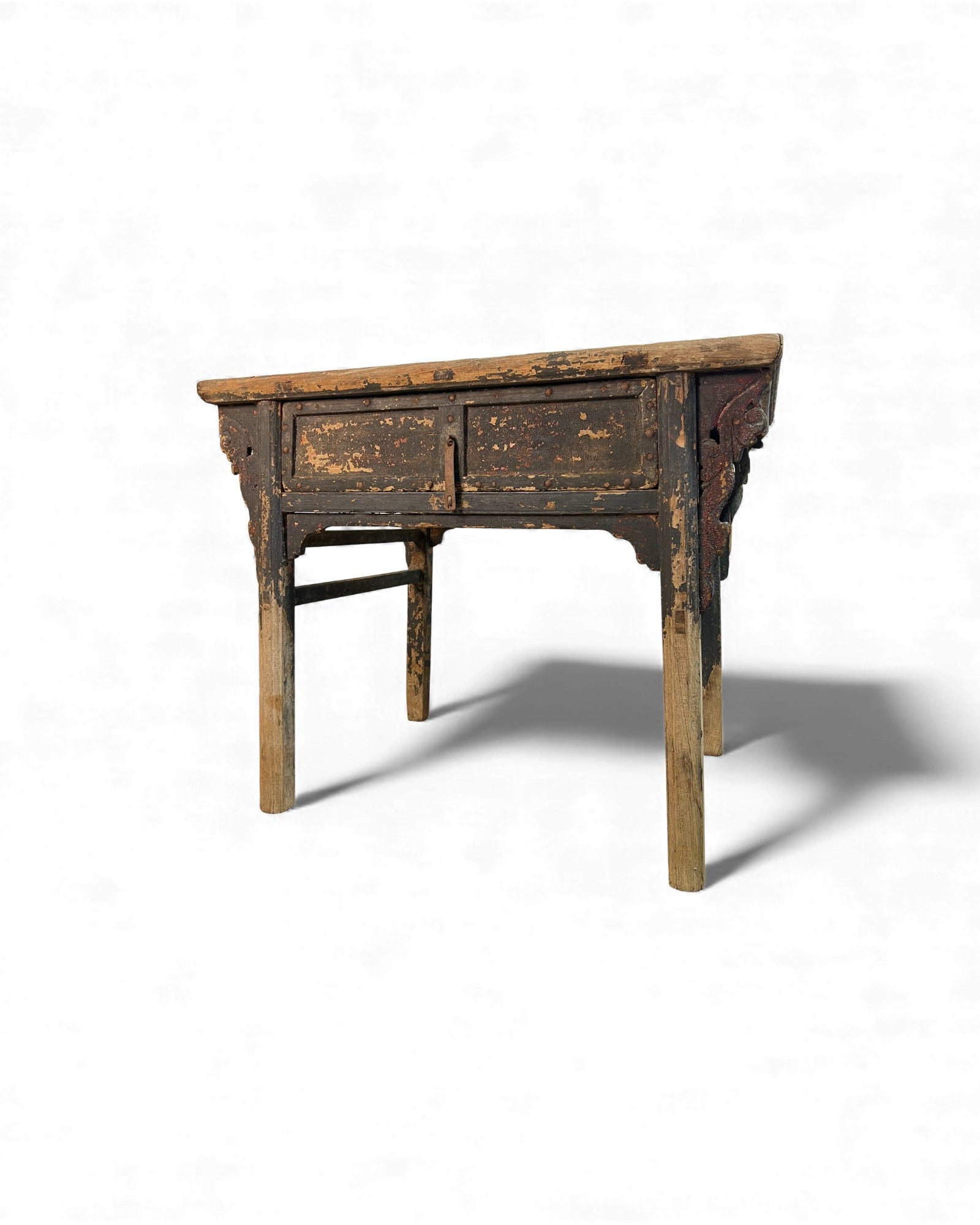 Chinese Carved Coffer with Traces of Red & Black Lacquer, Elm Wood - Surround Living - 30