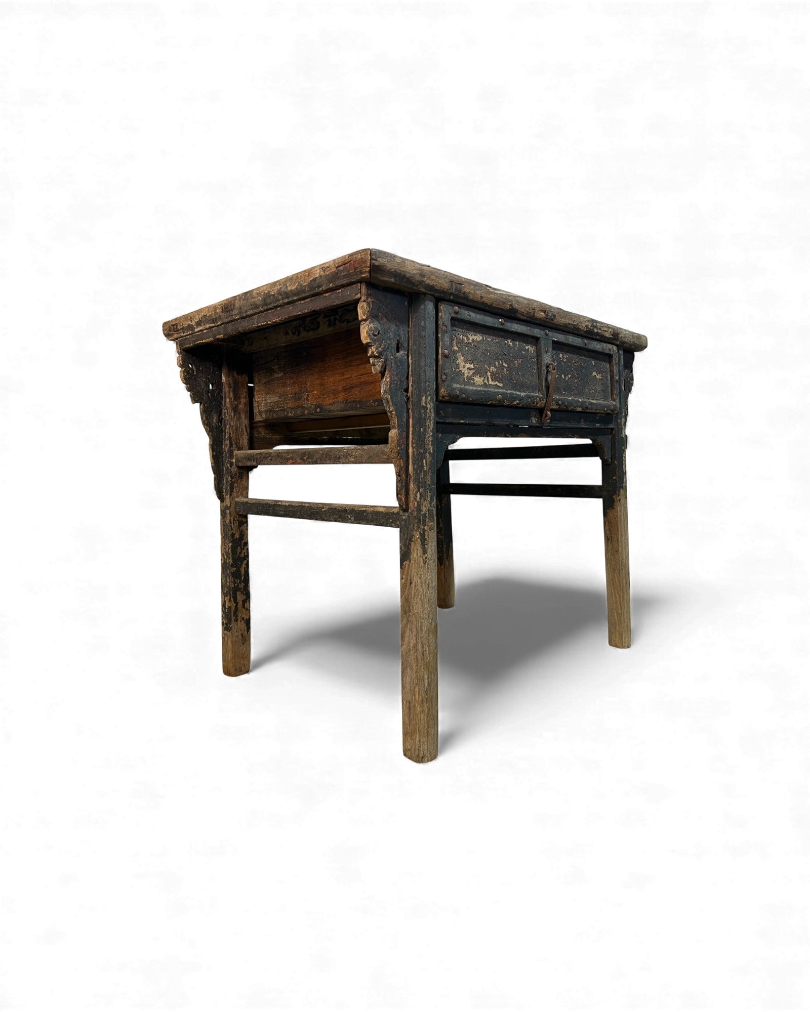 Chinese Carved Coffer with Traces of Red & Black Lacquer, Elm Wood - Surround Living - 3