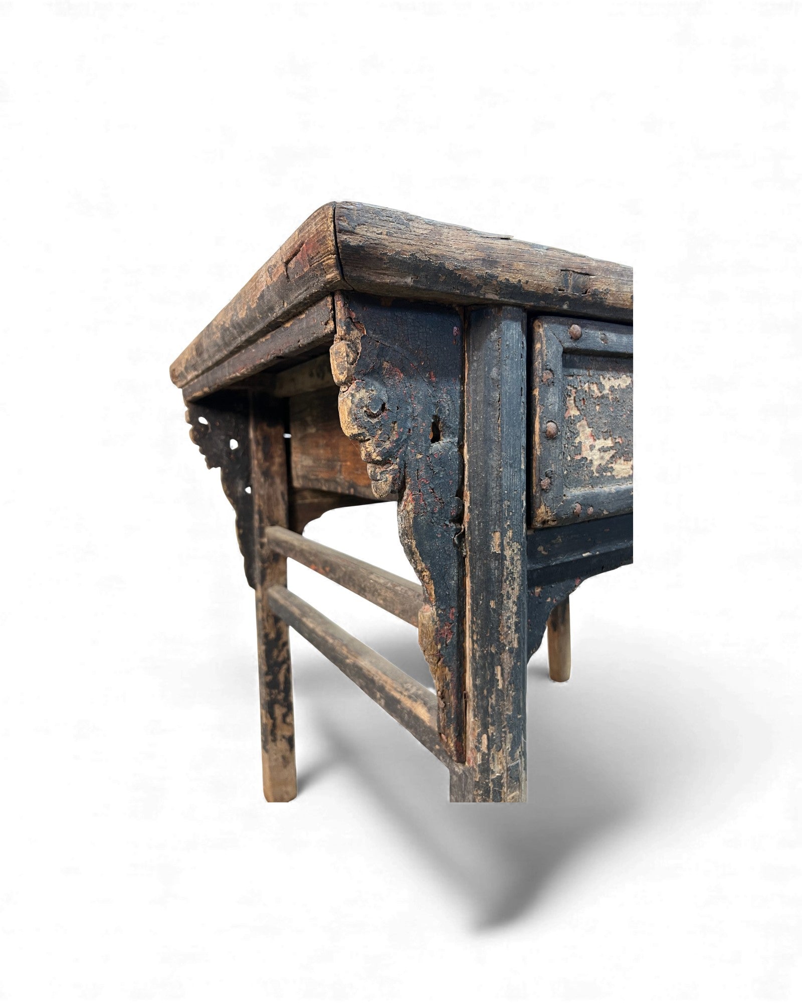 Chinese Carved Coffer with Traces of Red & Black Lacquer, Elm Wood - Surround Living - 29