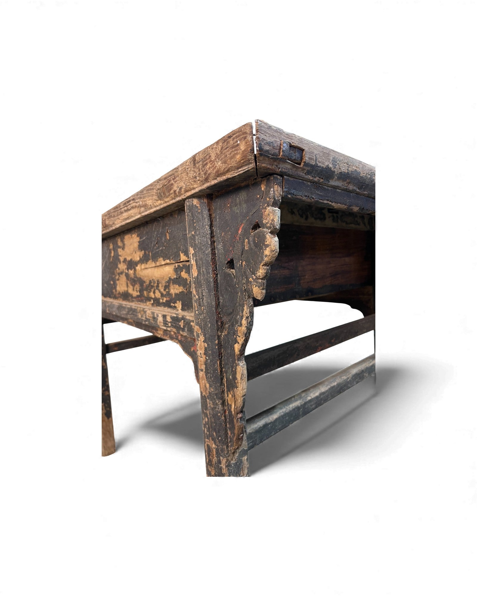 Chinese Carved Coffer with Traces of Red & Black Lacquer, Elm Wood - Surround Living - 43