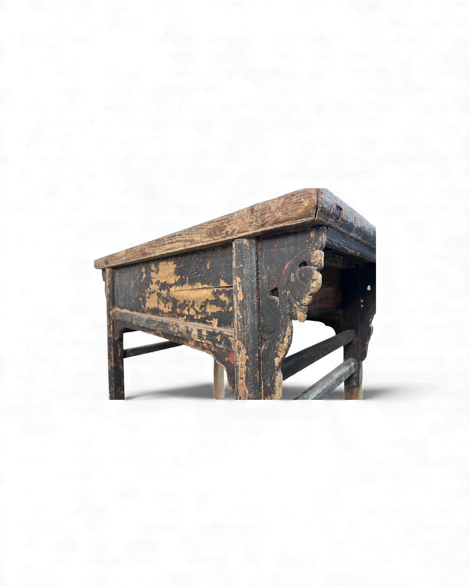 Chinese Carved Coffer with Traces of Red & Black Lacquer, Elm Wood - Surround Living - 25