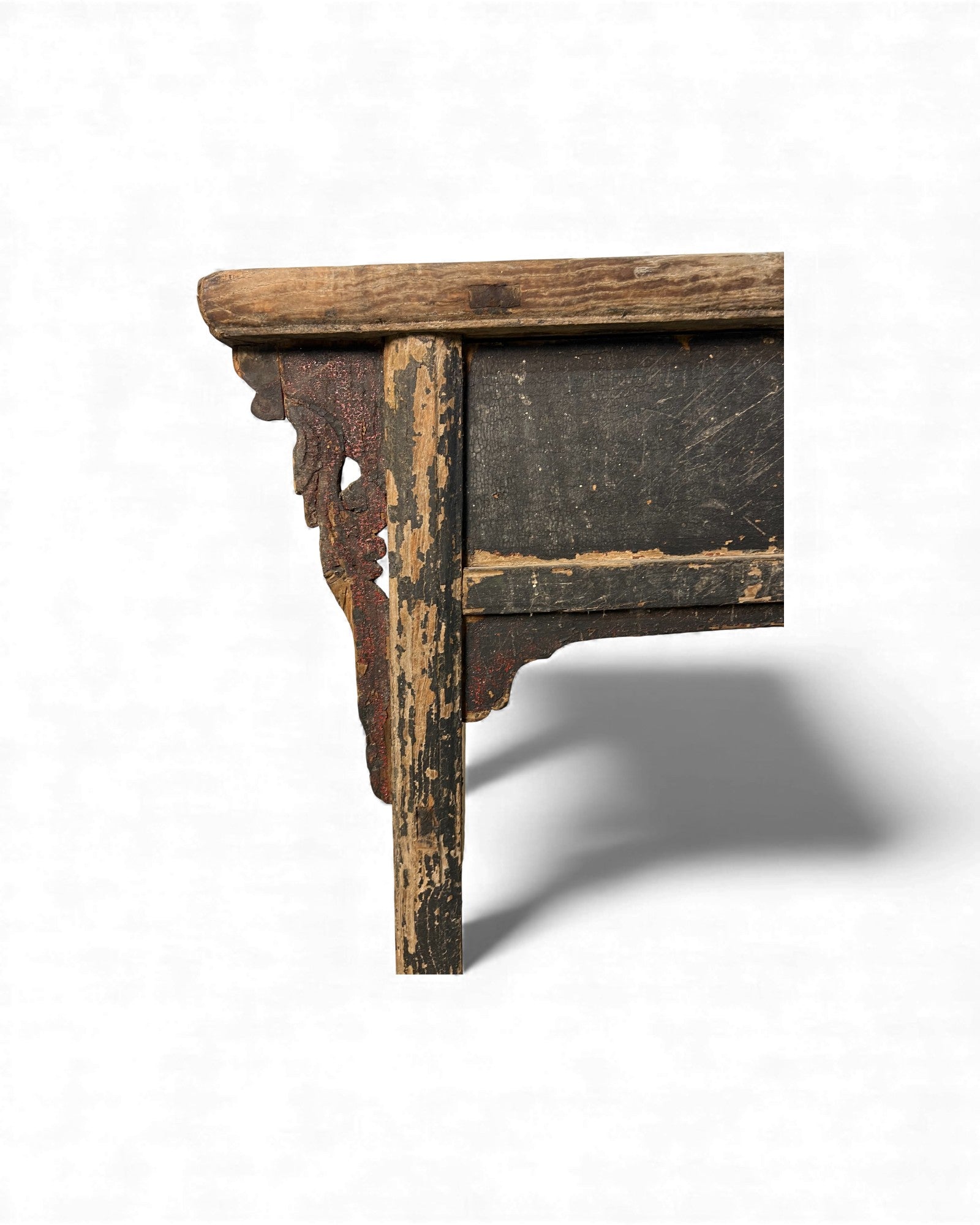 Chinese Carved Coffer with Traces of Red & Black Lacquer, Elm Wood - Surround Living - 33