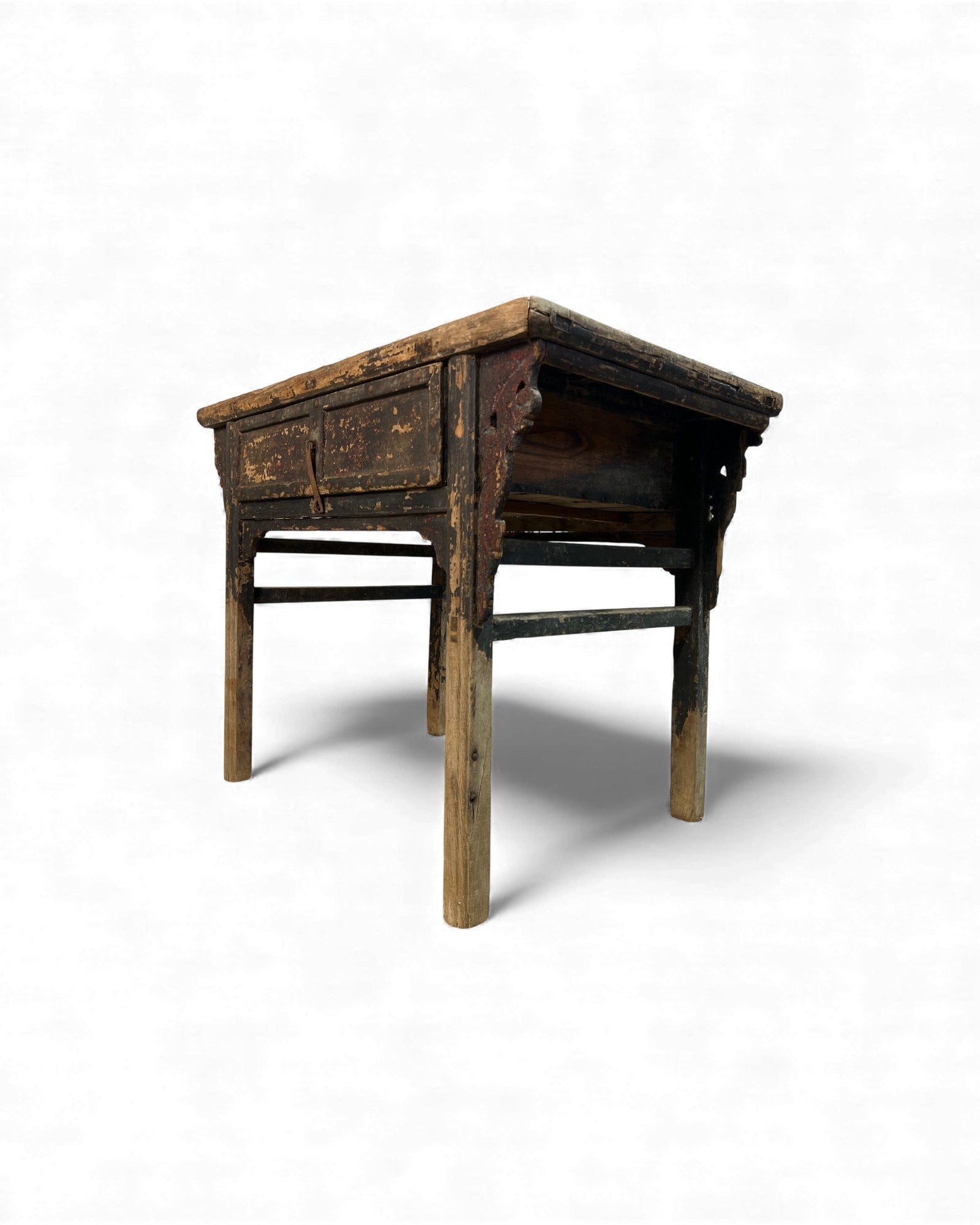 Chinese Carved Coffer with Traces of Red & Black Lacquer, Elm Wood - Surround Living - 40