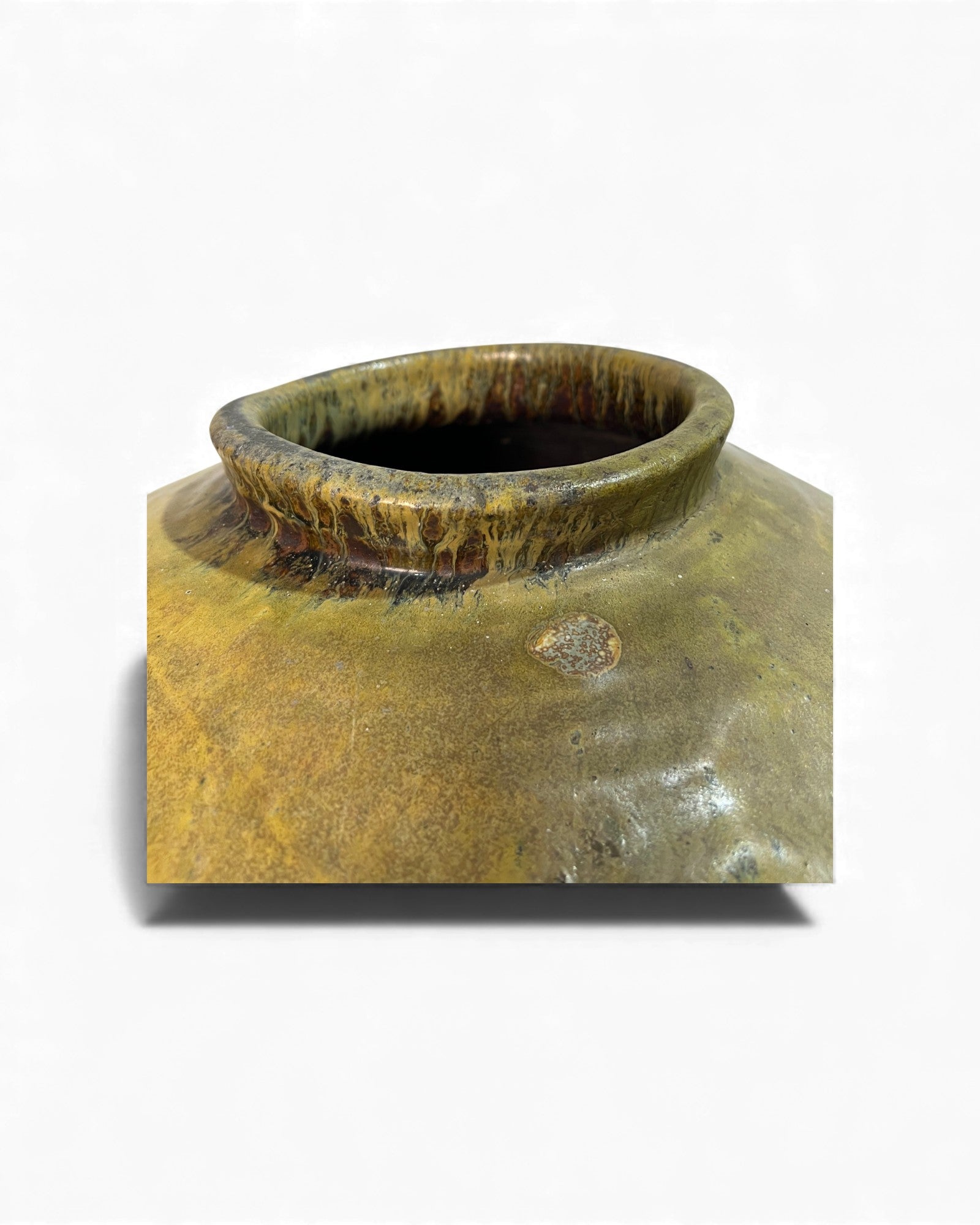 Chinese Glazed Wine Storage Jar (Mustard Drip Glaze) - Surround Living - 5