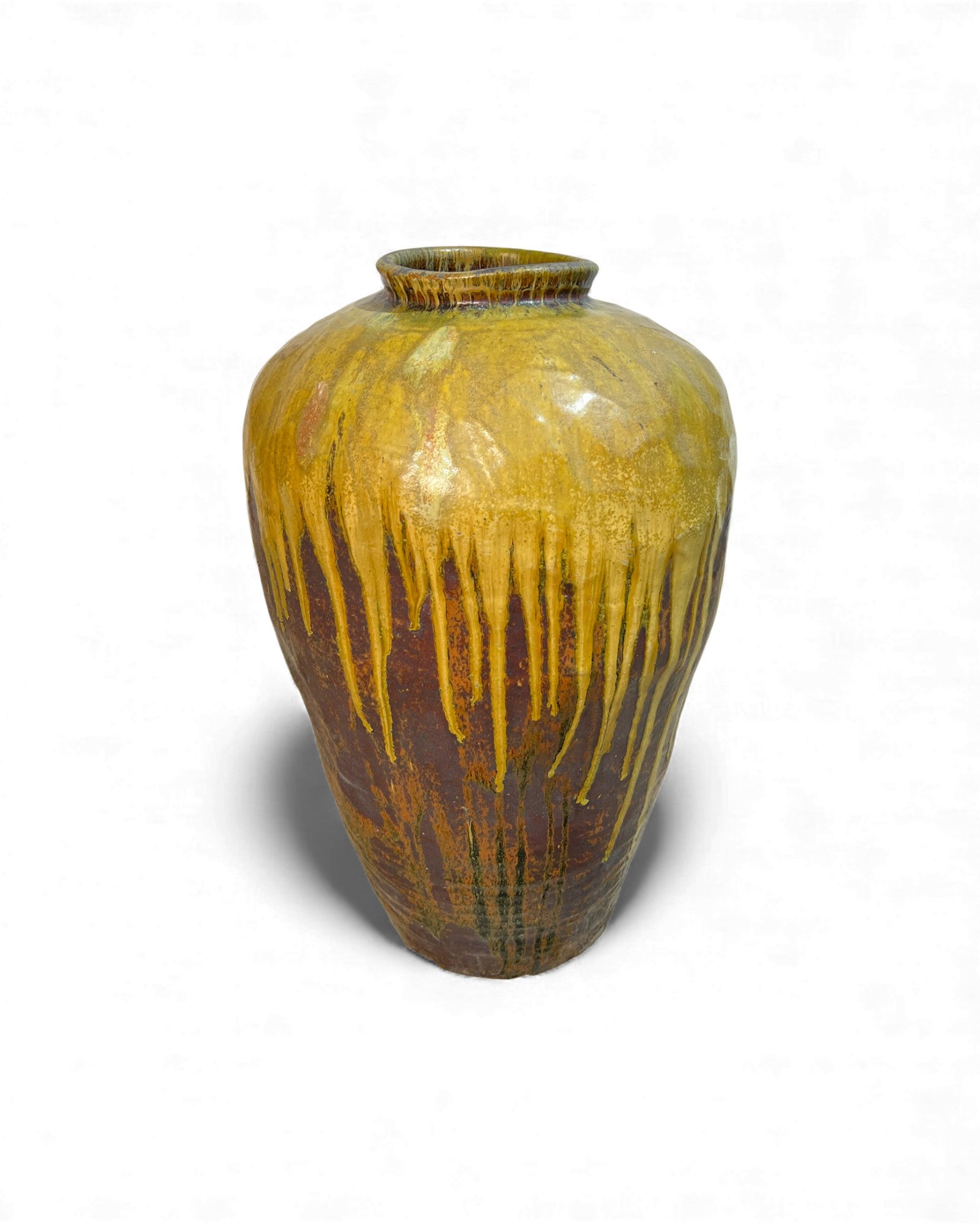 Chinese Glazed Wine Storage Jar (Mustard Drip Glaze) - Surround Living - 9