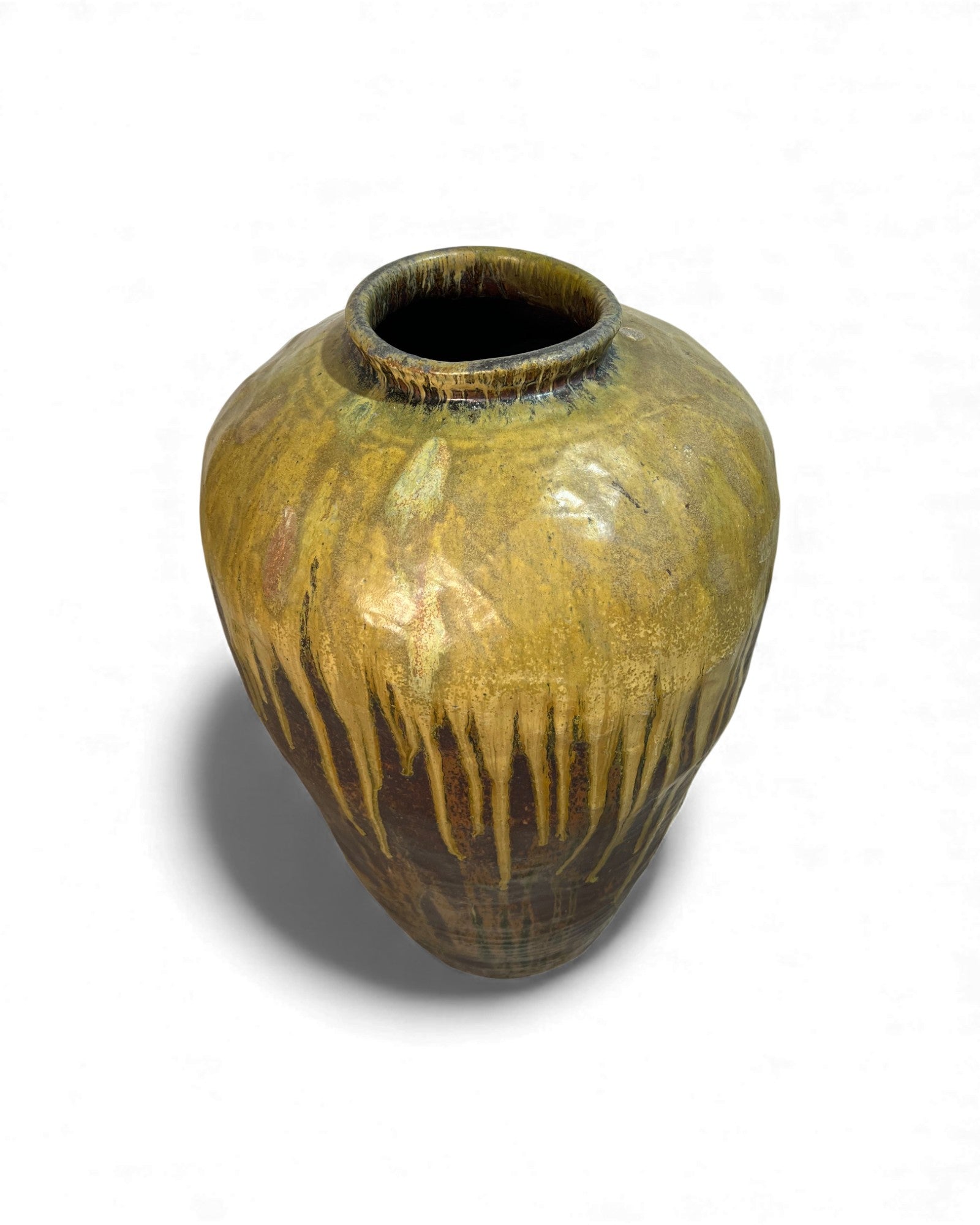 Chinese Glazed Wine Storage Jar (Mustard Drip Glaze) - Surround Living - 10