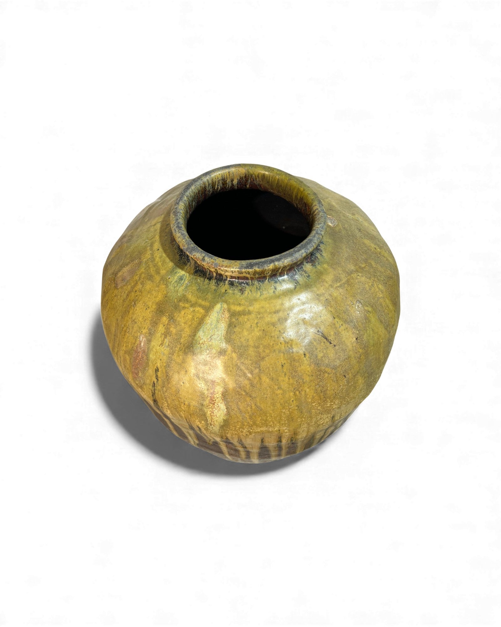 Chinese Glazed Wine Storage Jar (Mustard Drip Glaze) - Surround Living - 11