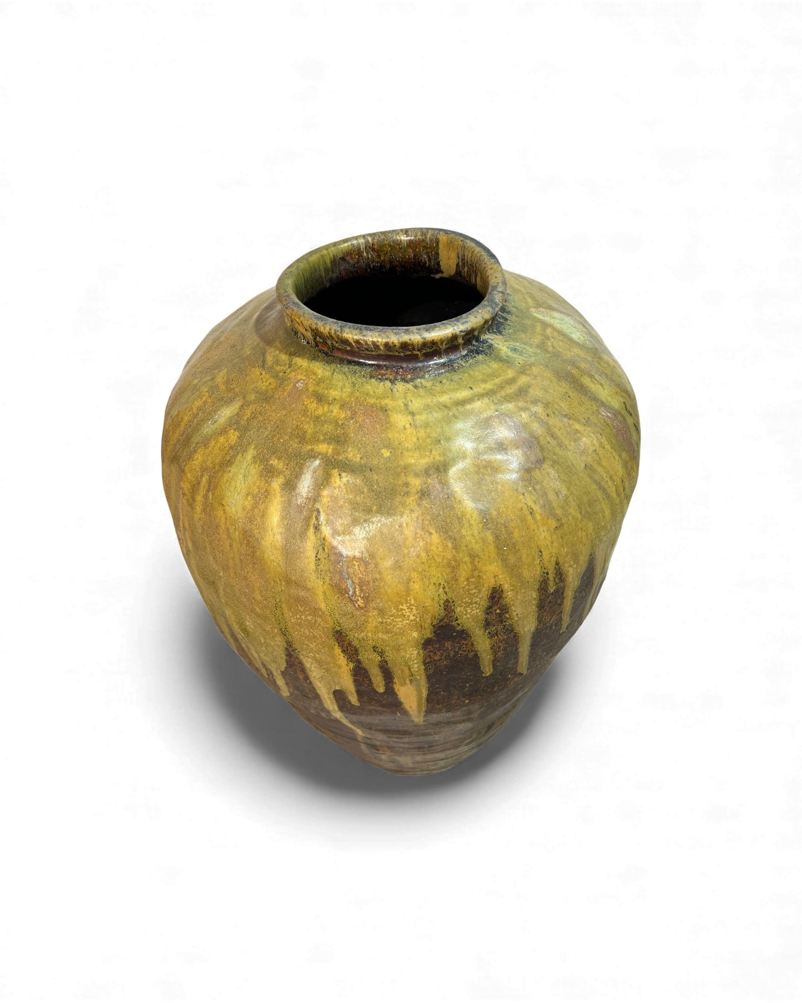 Chinese Glazed Wine Storage Jar (Mustard Drip Glaze) - Surround Living - 19