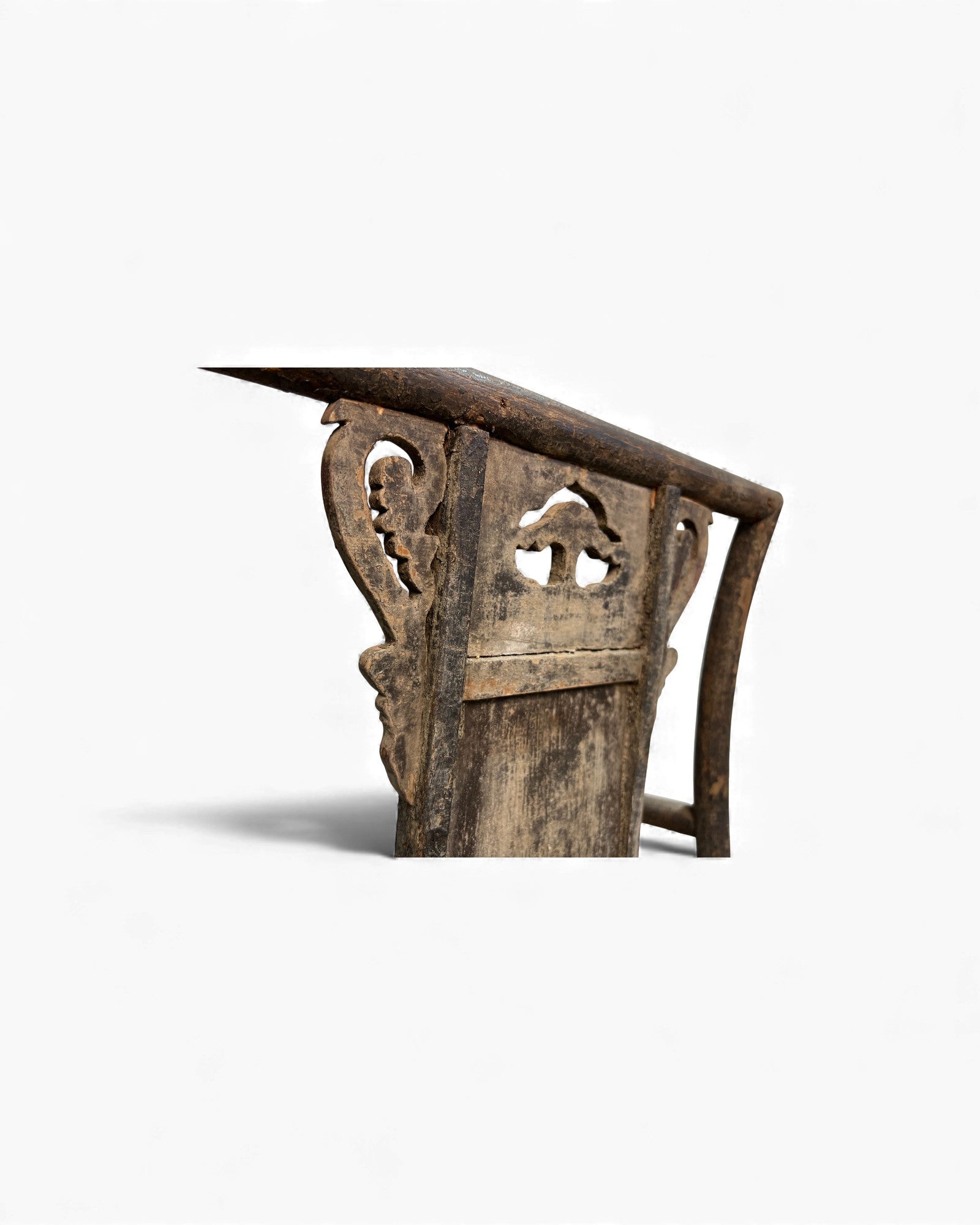 Chinese Elm Armchair with Carved Backrest & New Rattan Seat - Surround Living - 27