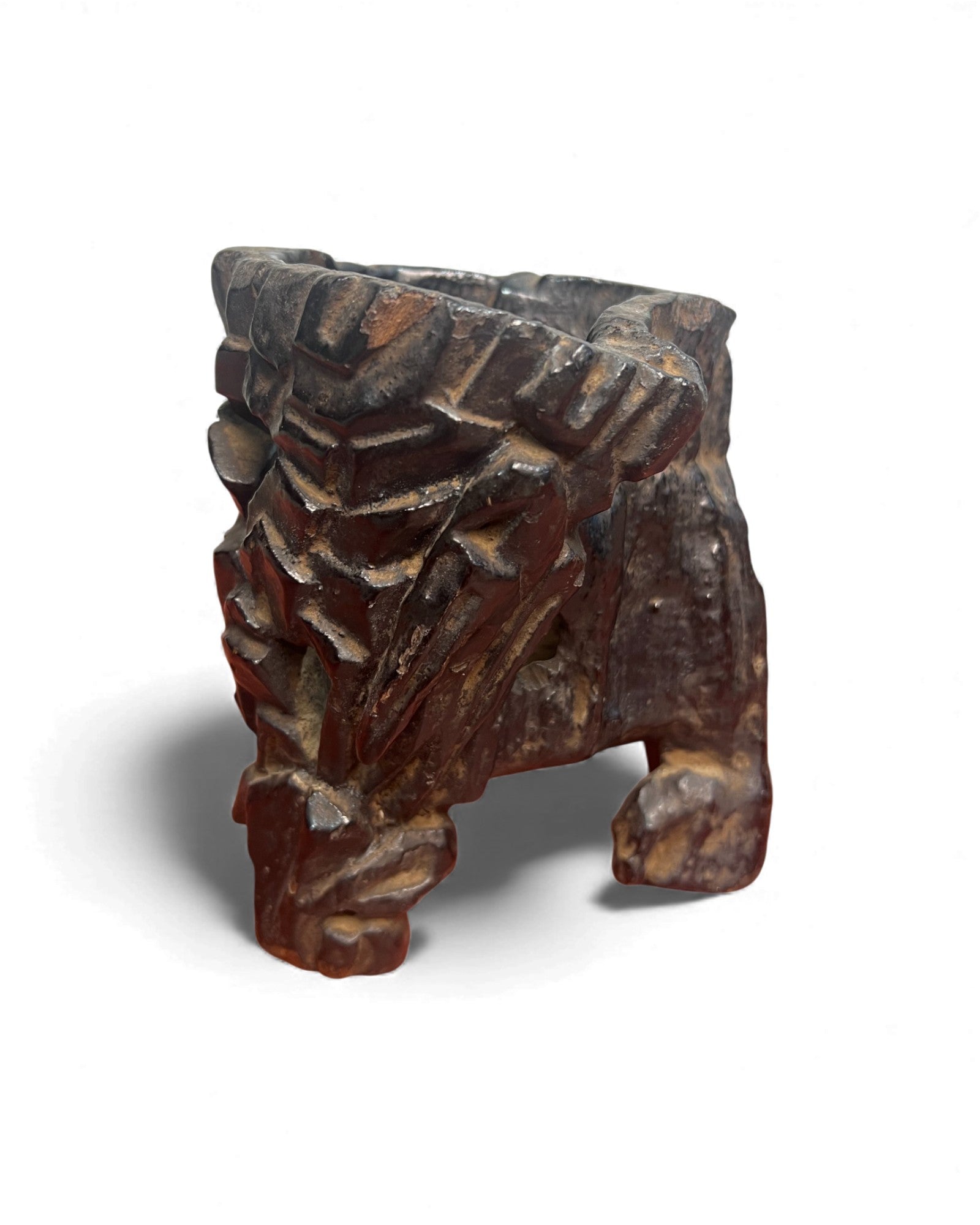 Chinese Carved Wooden Brush Pot Holder - Surround Living - 4