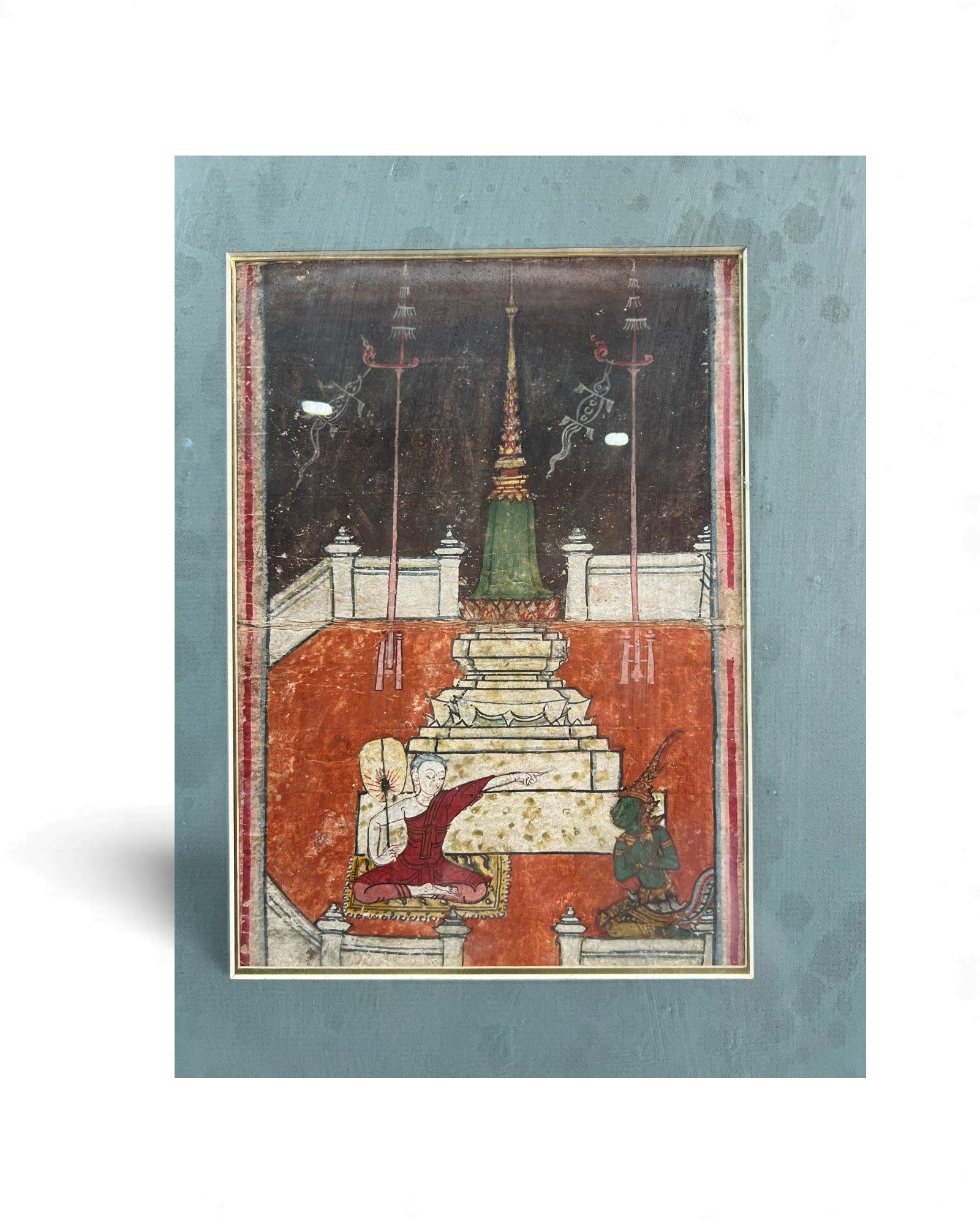 Thai Manuscript Painting Fragment (Temple Prayer Book Illustration) 2 - Surround Living - 3