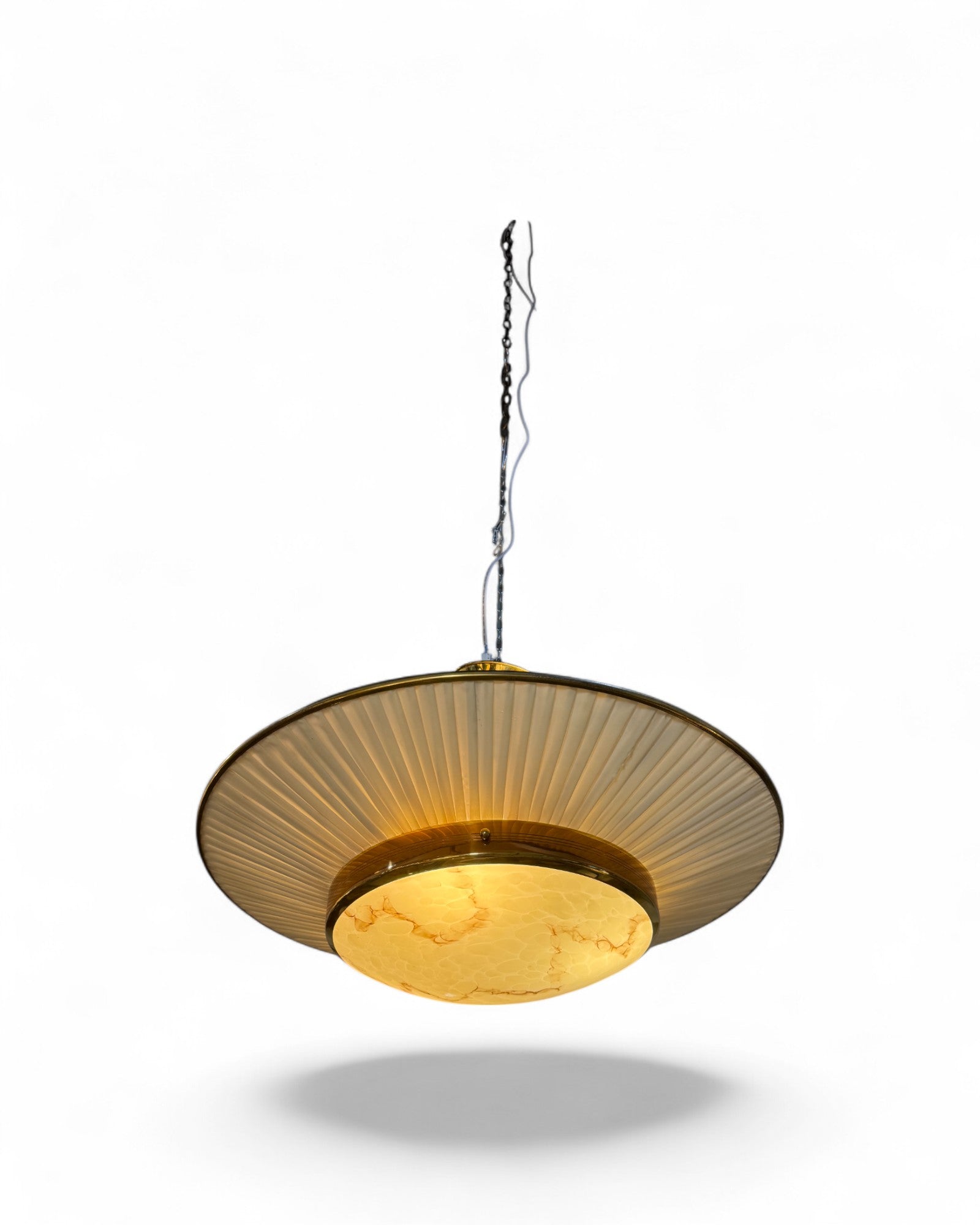 Mid-Century Modern Brass UFO Pendant Lamp
