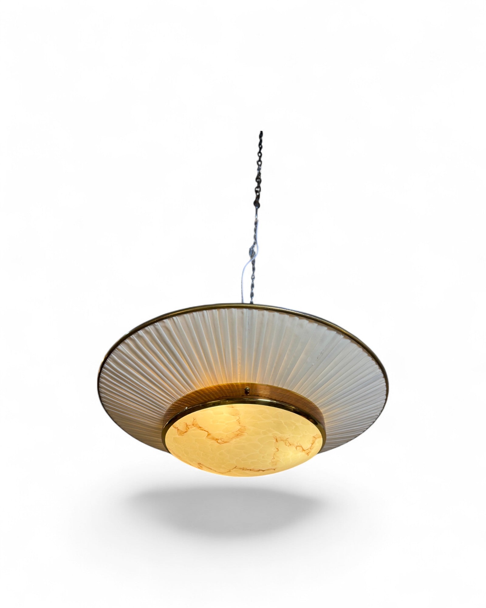 Mid-Century Modern Brass UFO Pendant Lamp