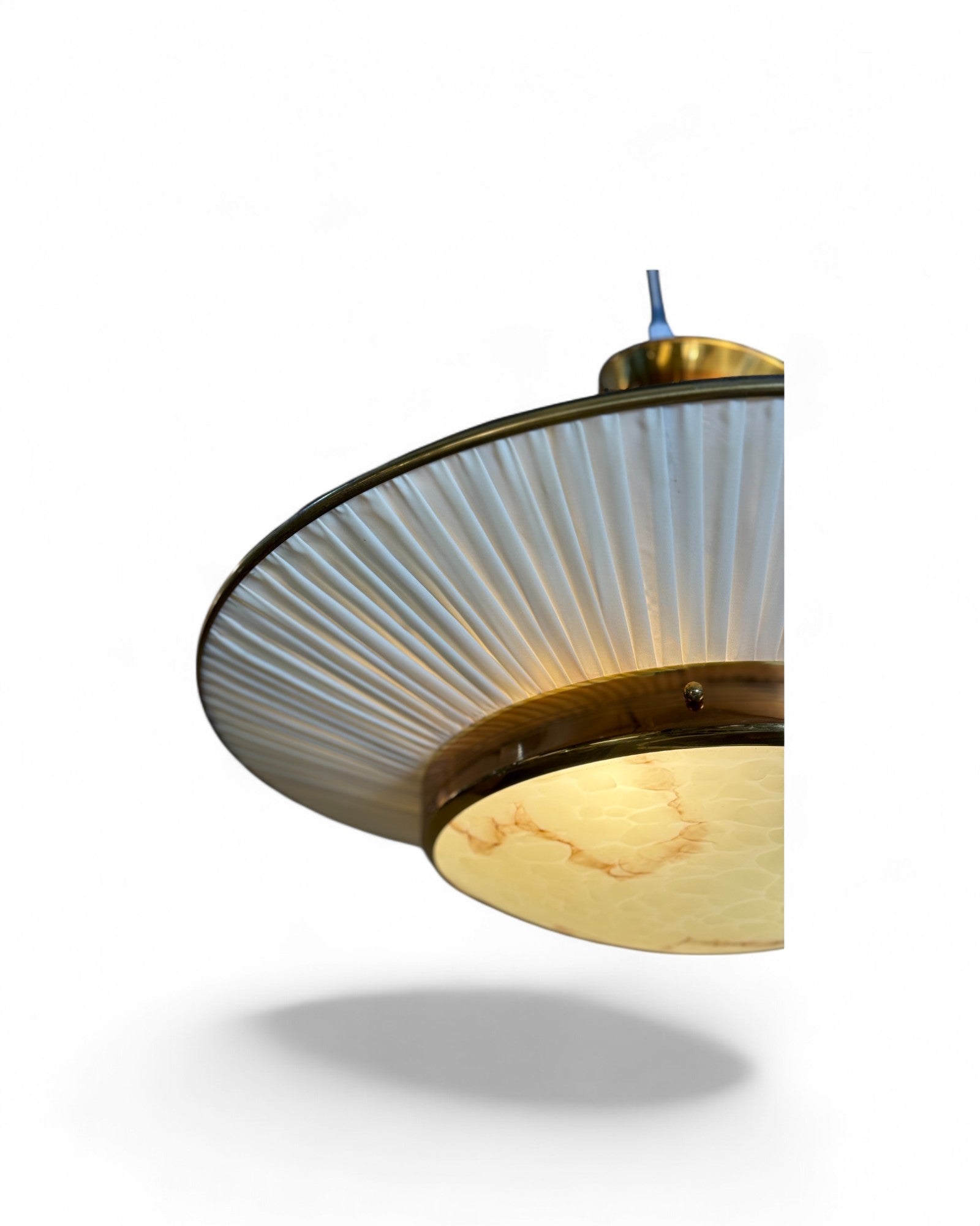 Mid-Century Modern Brass UFO Pendant Lamp