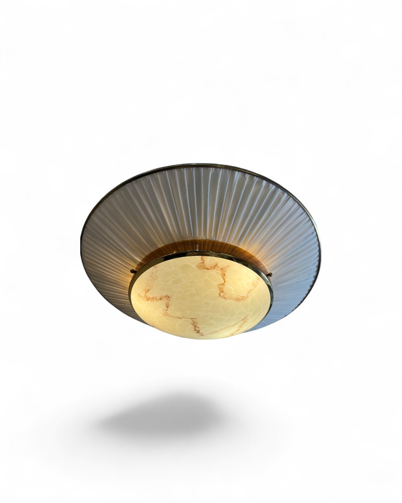 Mid-Century Modern Brass UFO Pendant Lamp