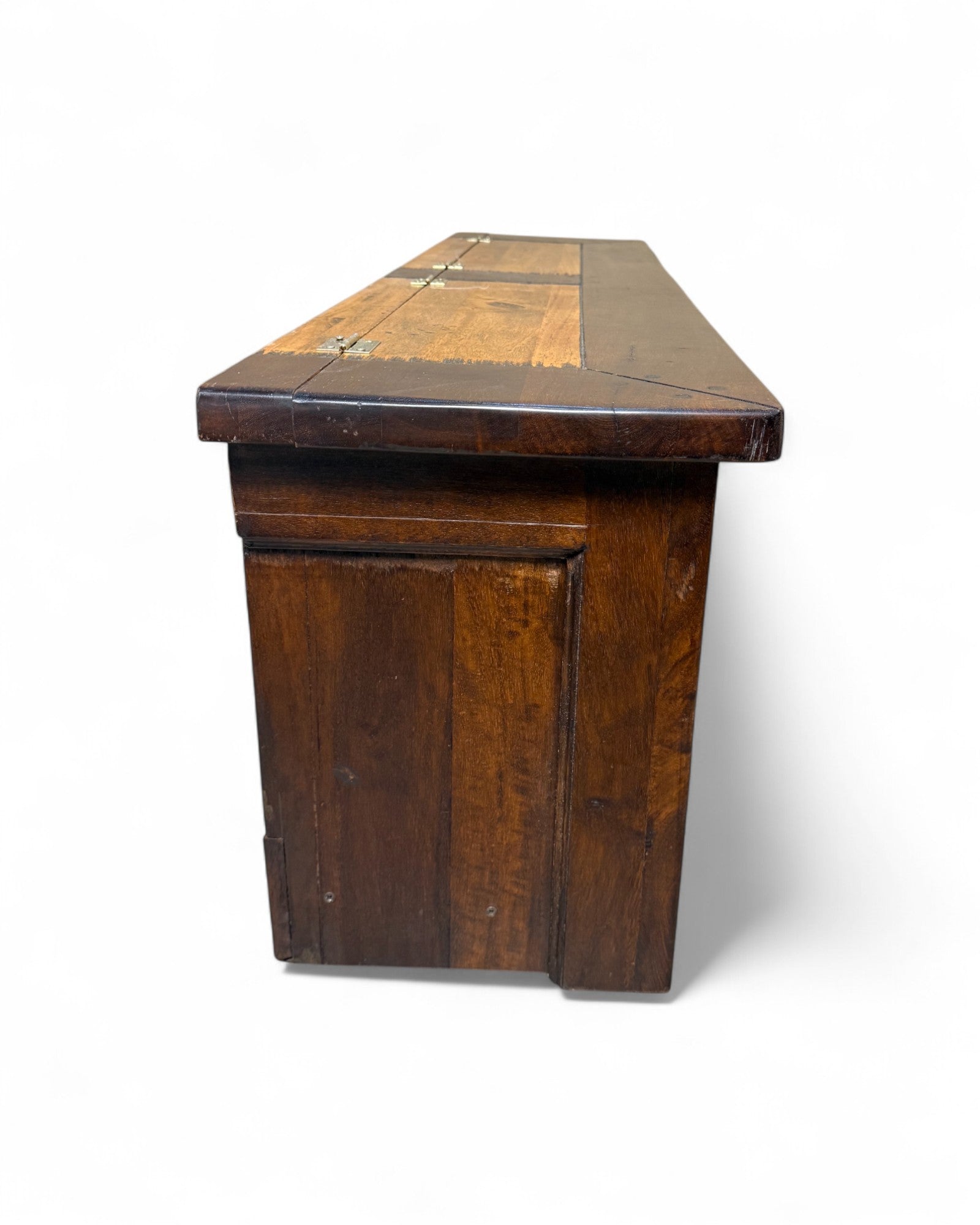 Rustic Campaign-Style Low Console Table