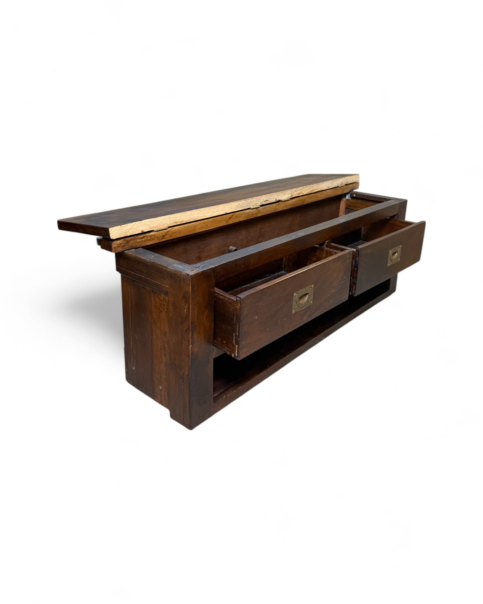 Rustic Campaign-Style Low Console Table
