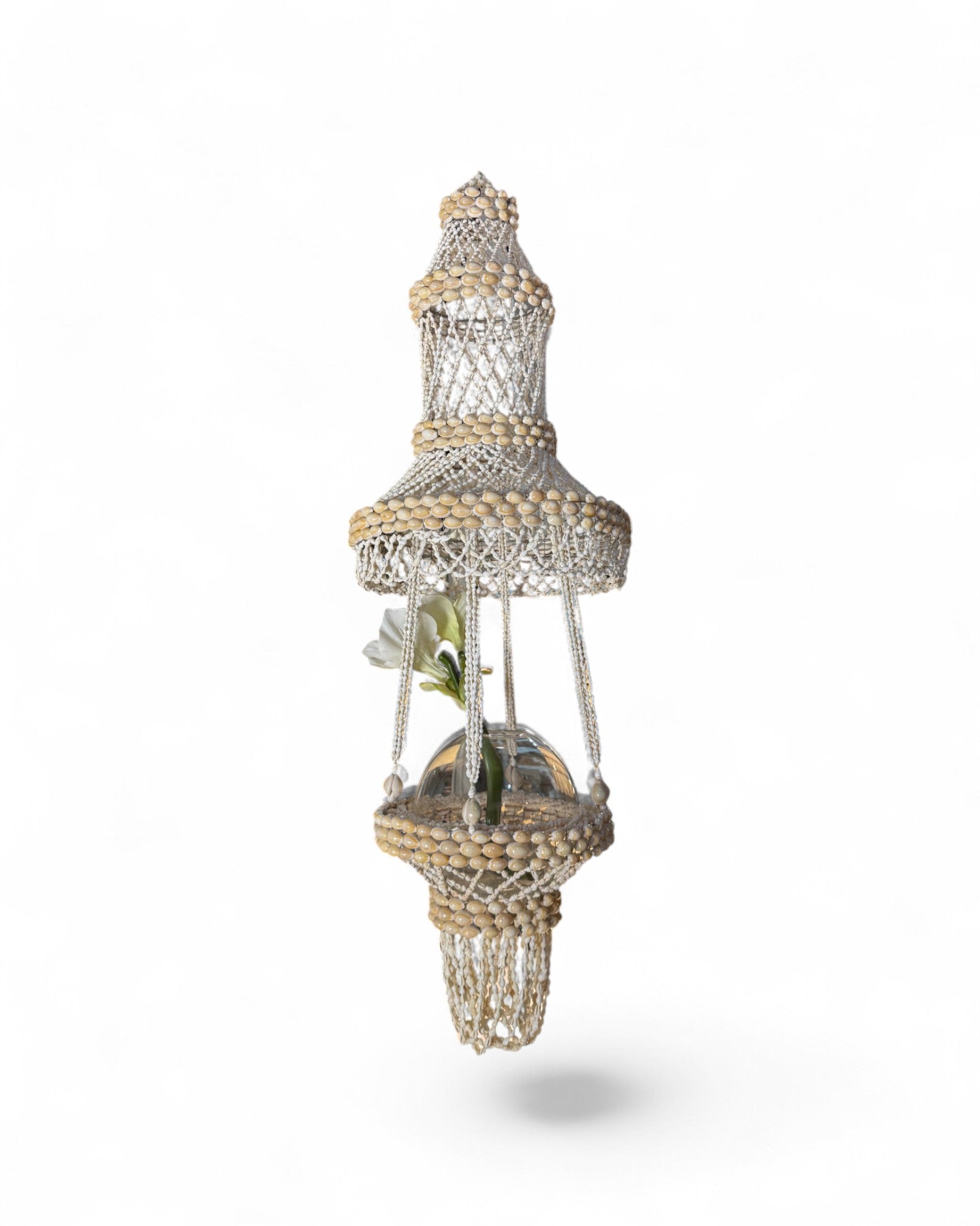 Bohemian Macramé & Shell Tiered Chandelier