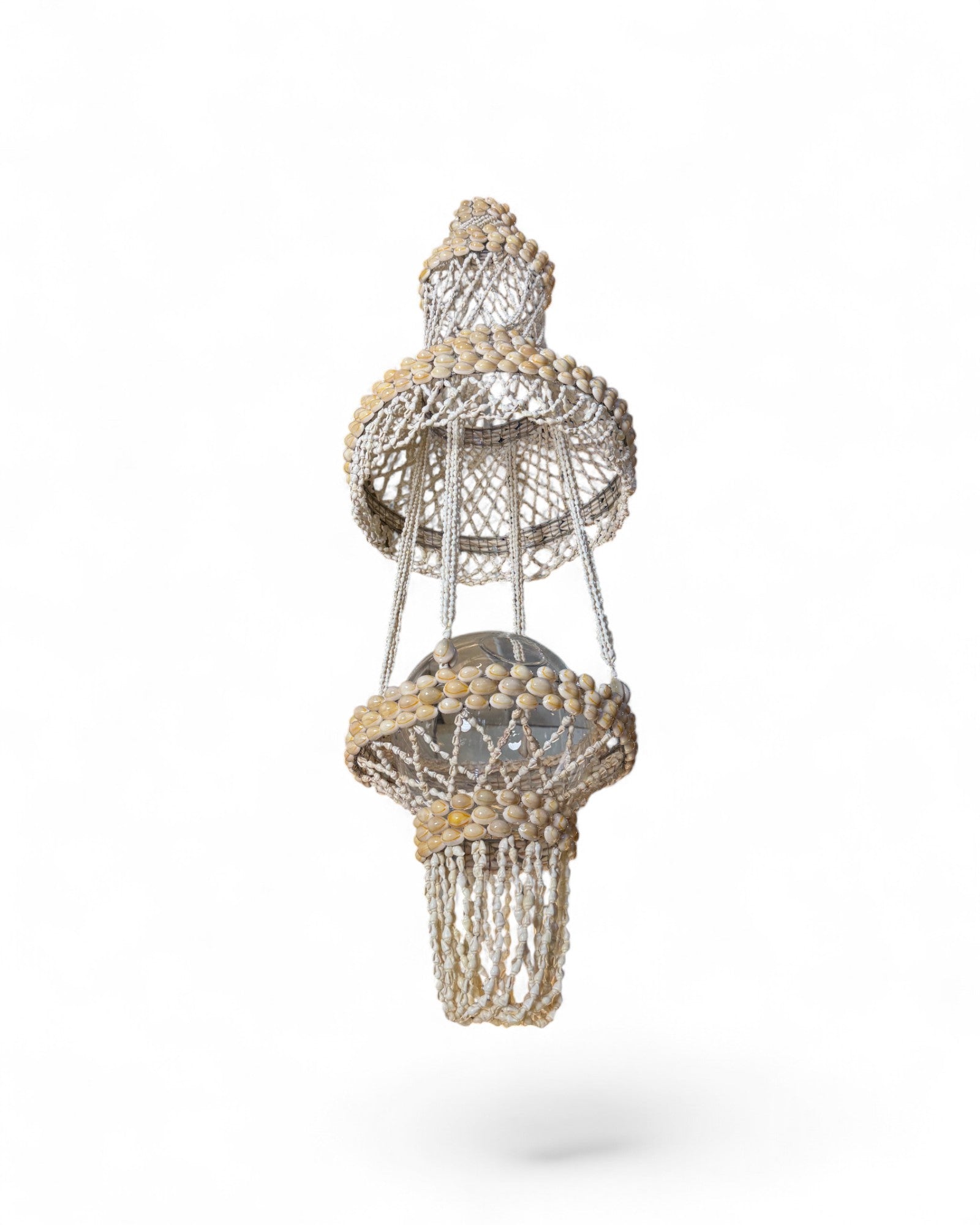 Bohemian Macramé & Shell Tiered Chandelier
