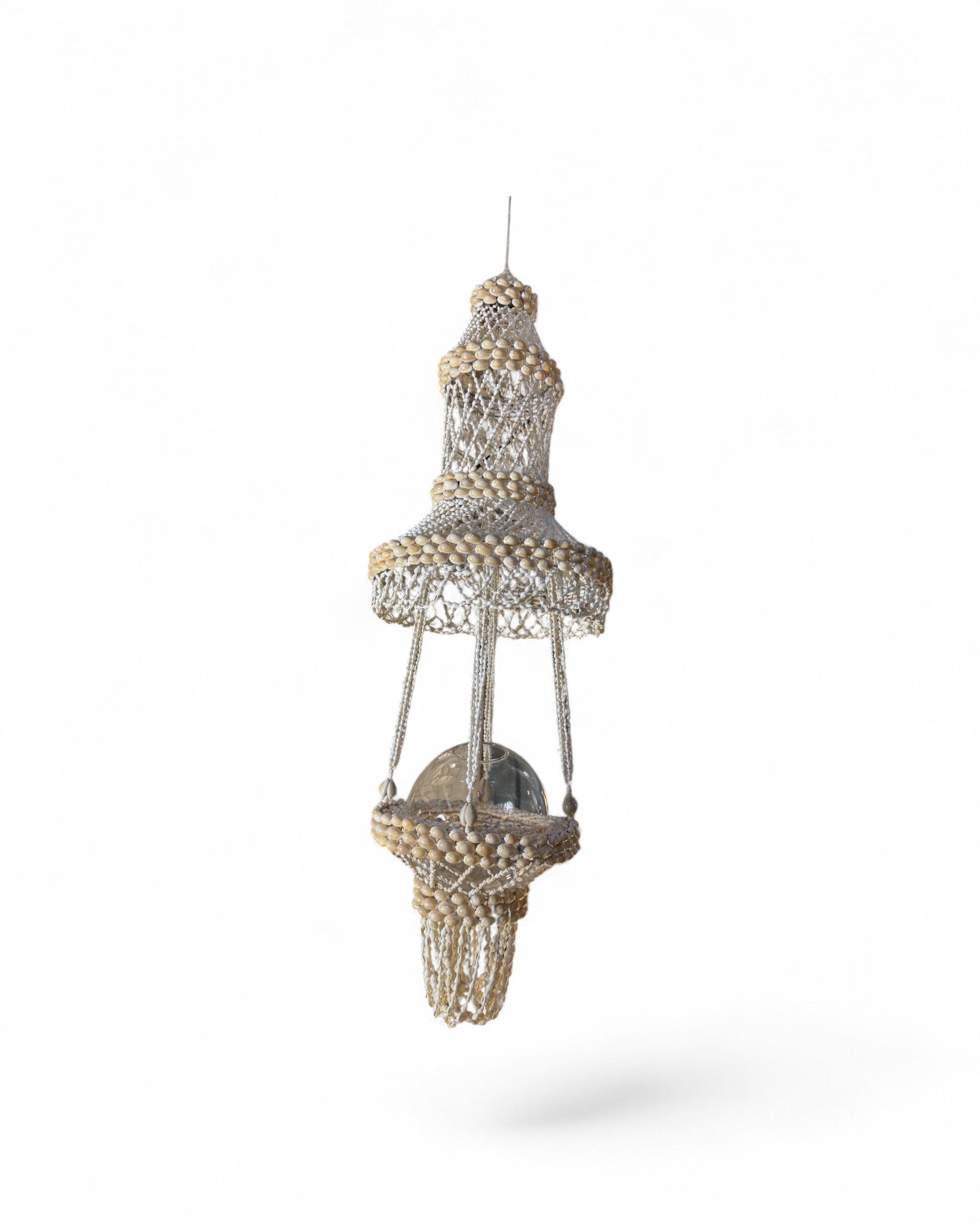Bohemian Macramé & Shell Tiered Chandelier