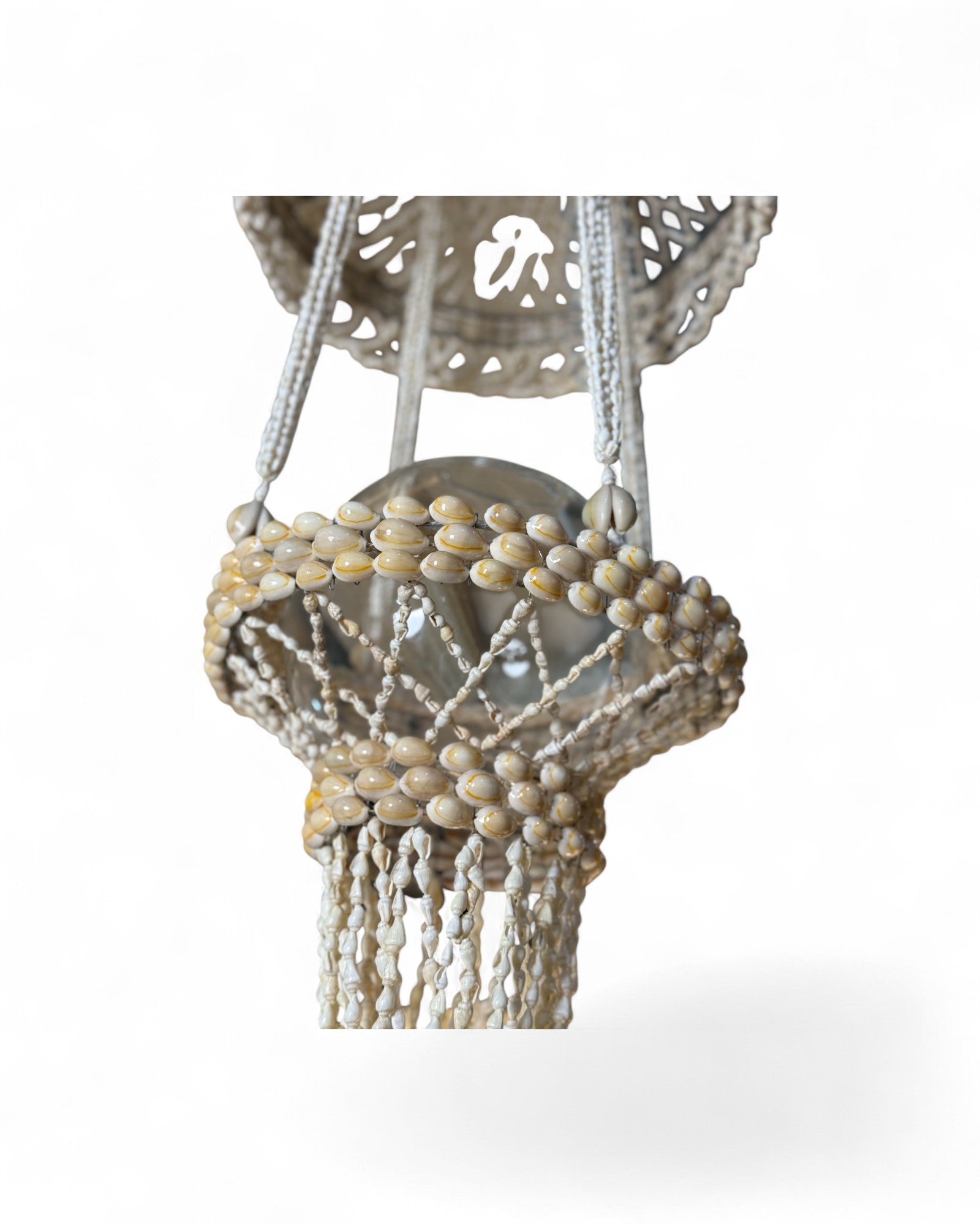 Bohemian Macramé & Shell Tiered Chandelier