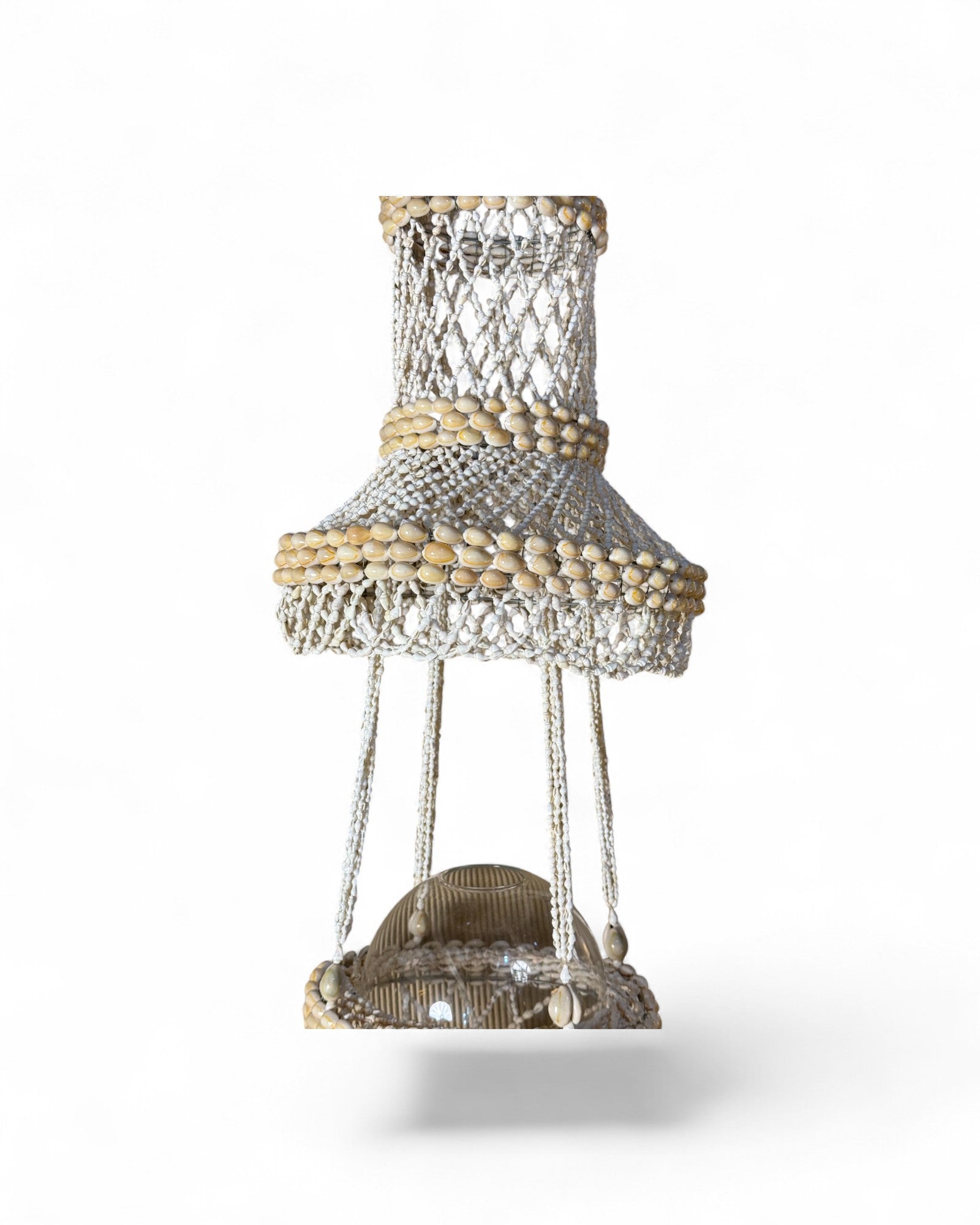 Bohemian Macramé & Shell Tiered Chandelier