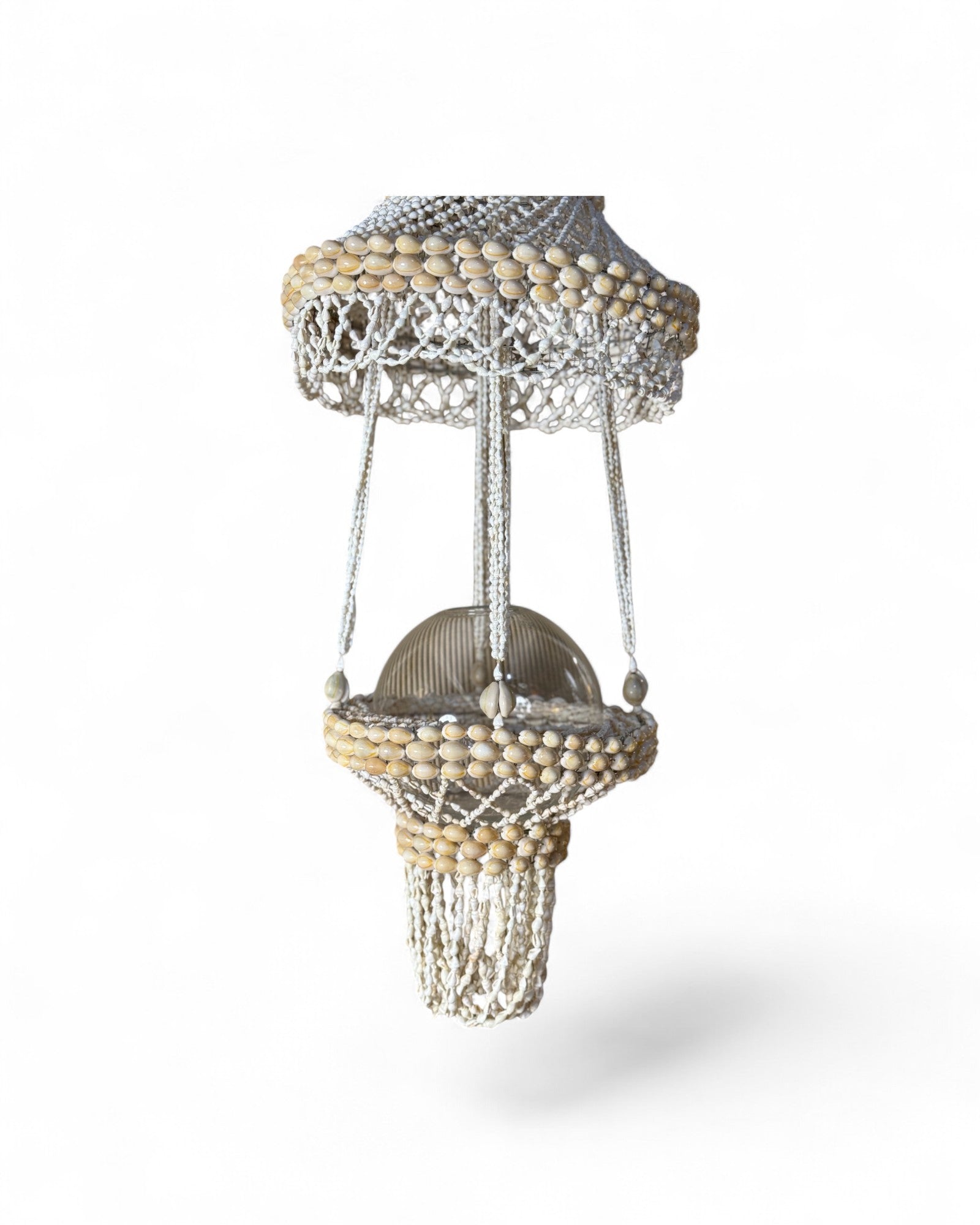 Bohemian Macramé & Shell Tiered Chandelier