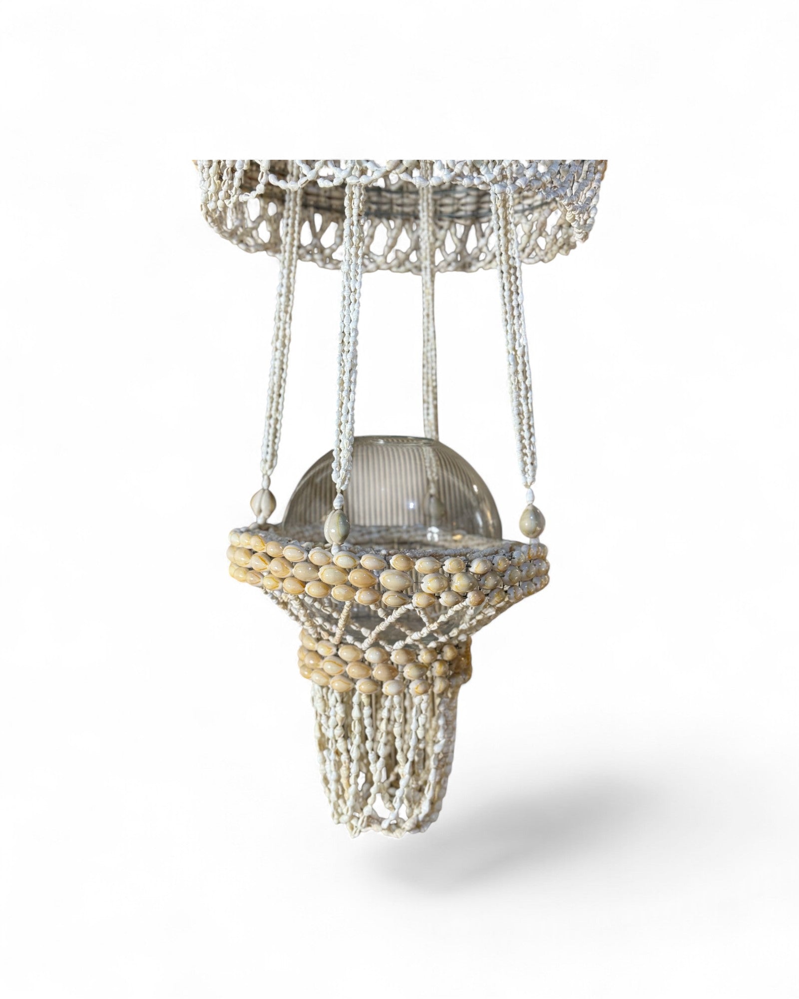 Bohemian Macramé & Shell Tiered Chandelier