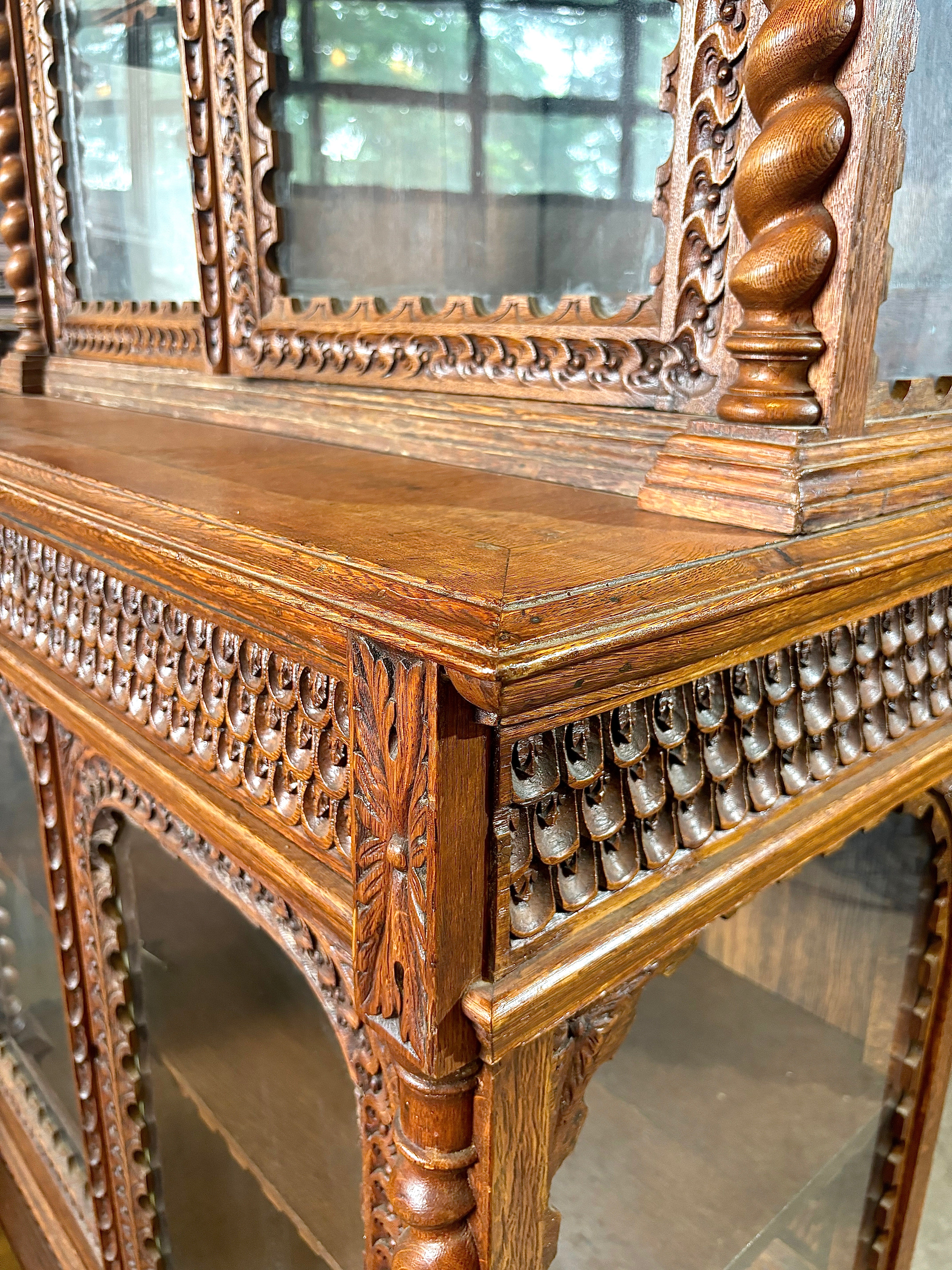 Black Forest German Antique Carved Book Case Cabinet