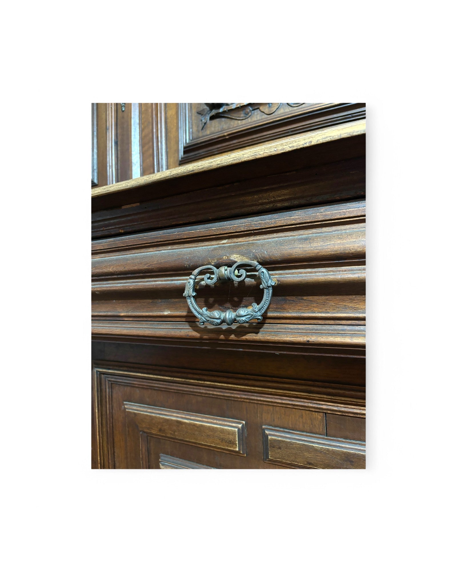 Antique French Floral Henri II Walnut Dresser/Cabinet