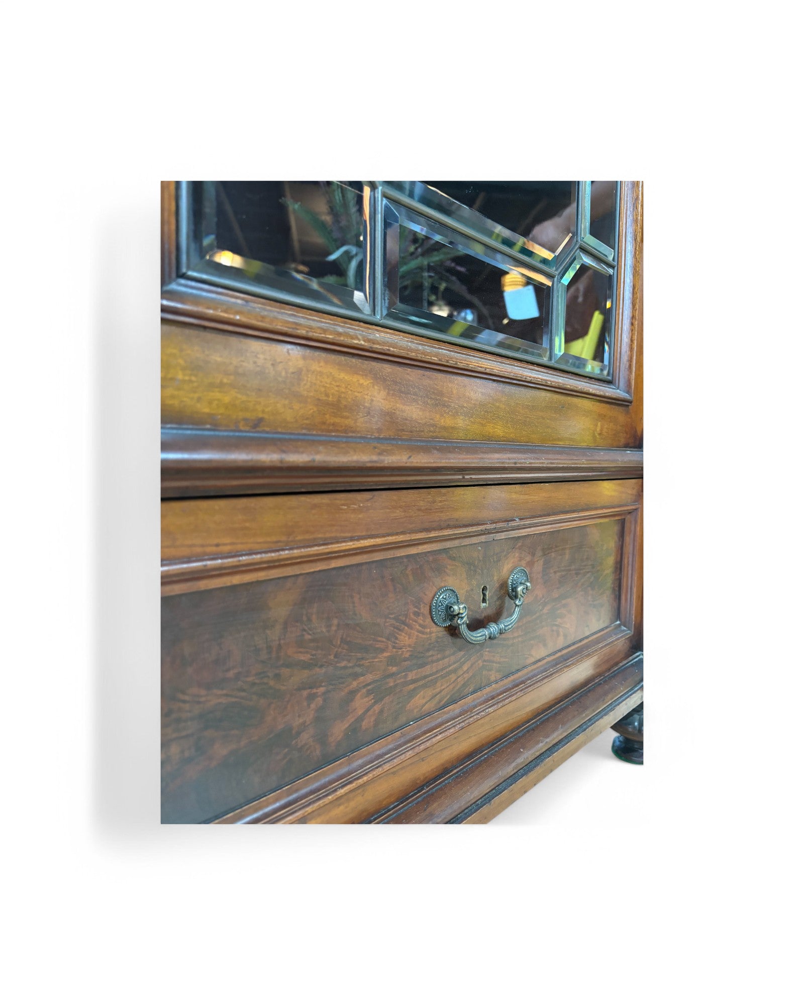 Art Nouveau Mahogony Inlaid China Display Cabinet 1900s