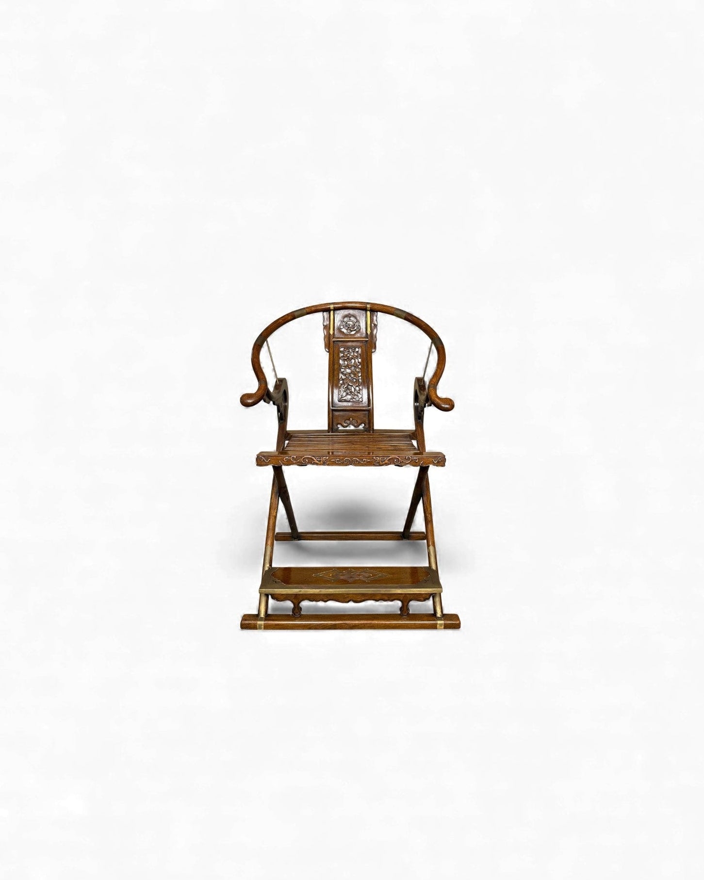 Hunting Chairs x 2 - Huang Hua Li Wood, Inlaid Bronze - Surround Living - 1