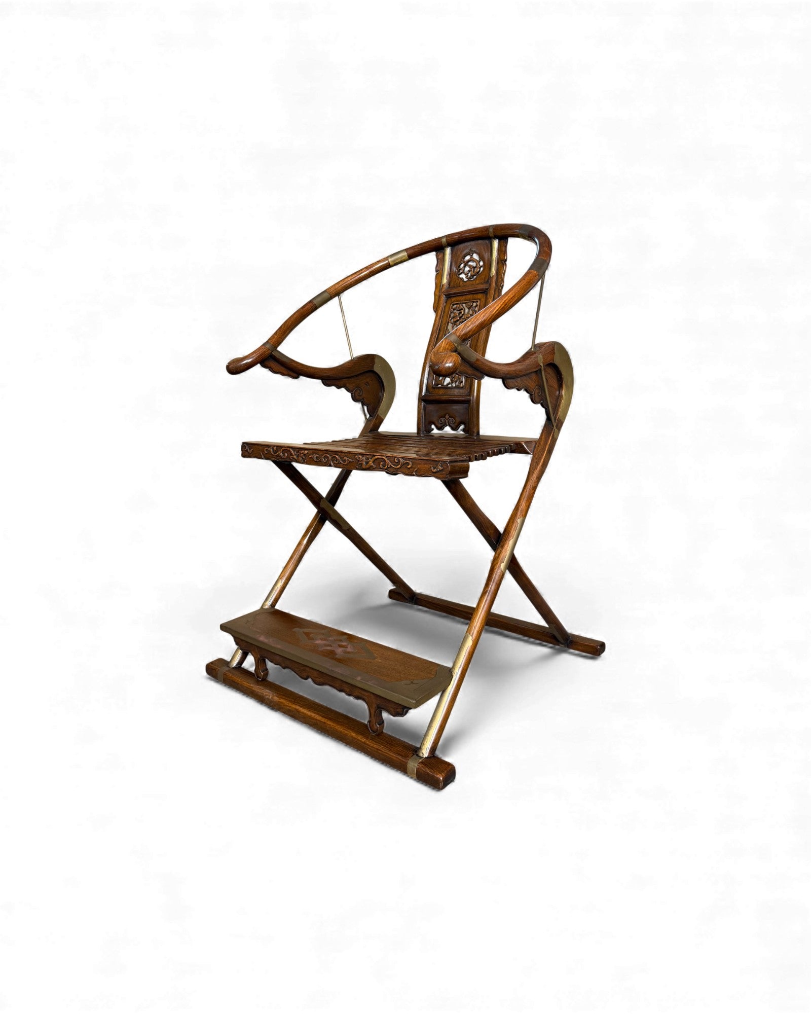 Hunting Chairs x 2 - Huang Hua Li Wood, Inlaid Bronze - Surround Living - 2