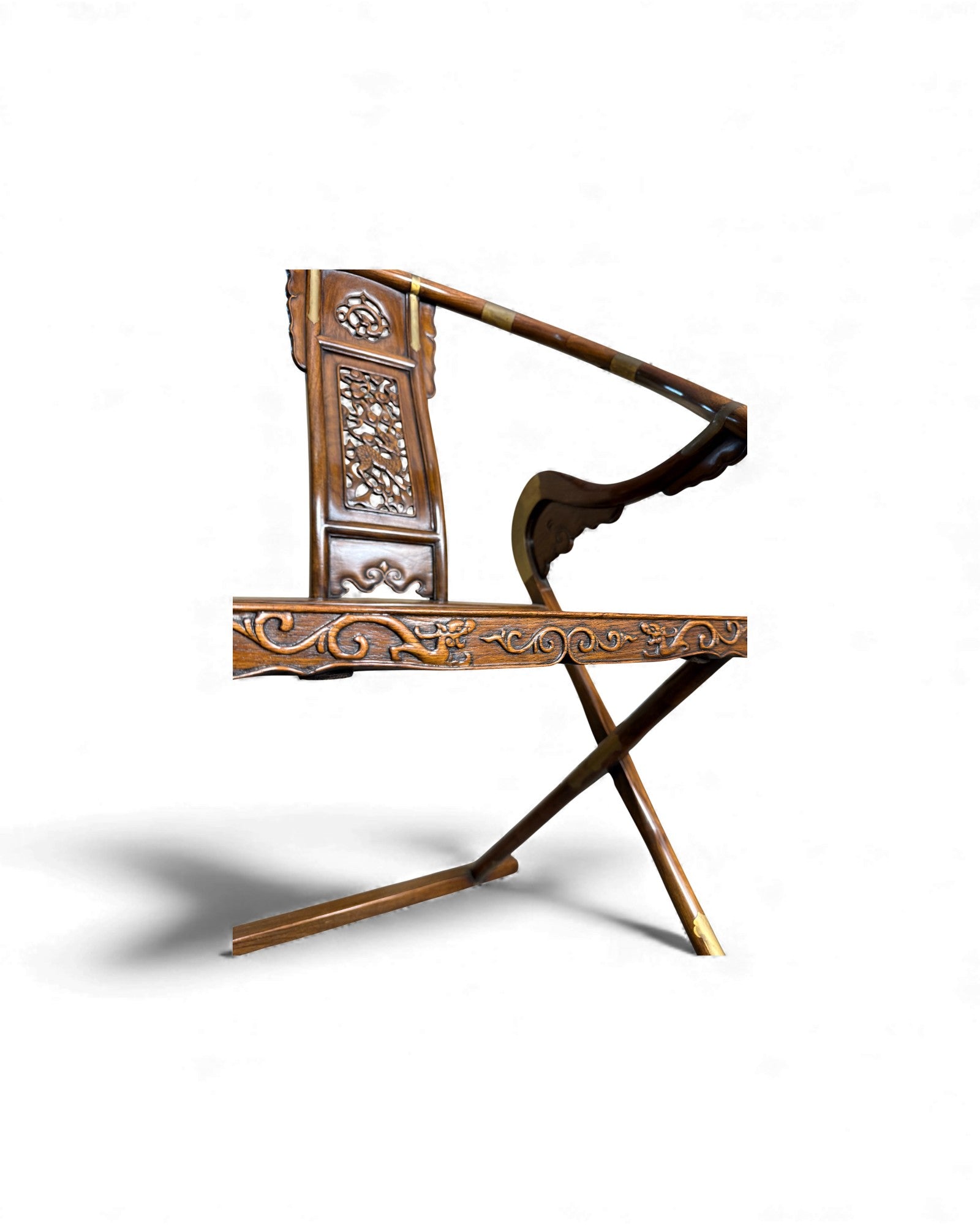 Hunting Chairs x 2 - Huang Hua Li Wood, Inlaid Bronze - Surround Living - 10