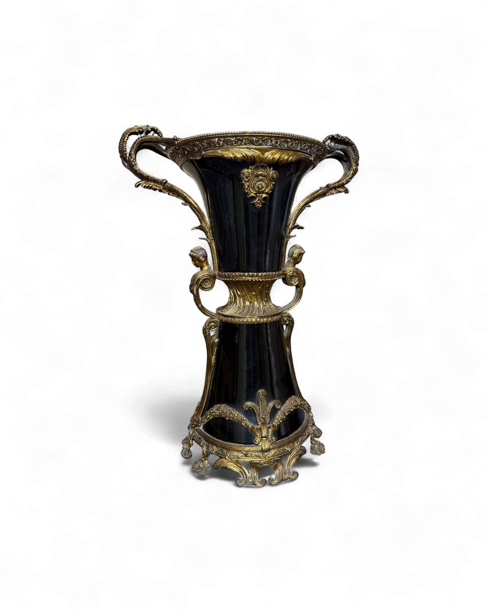 French Empire - Style Bronze Mounted Black Enamel Vase - Surround Living - 2