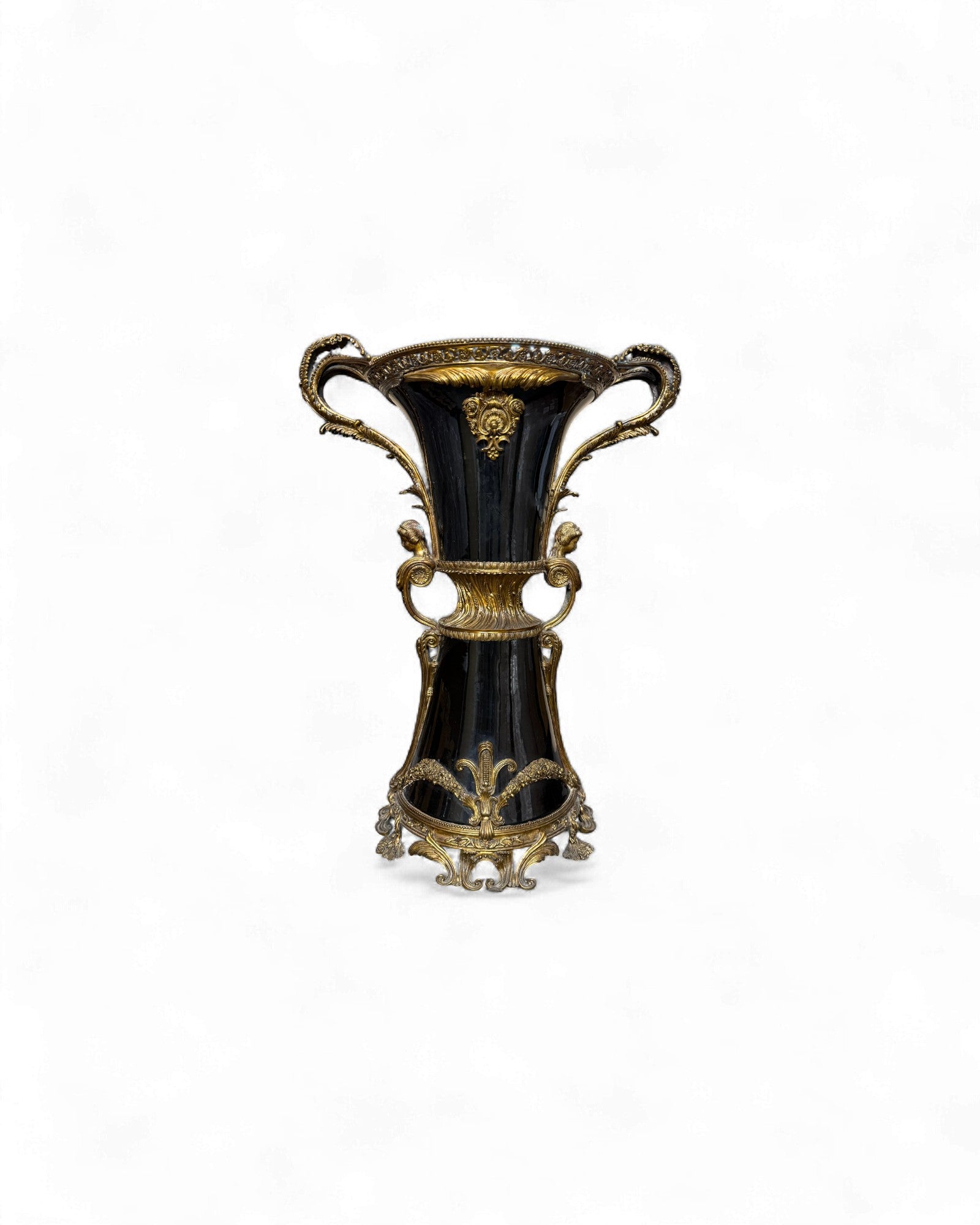 French Empire - Style Bronze Mounted Black Enamel Vase - Surround Living - 1