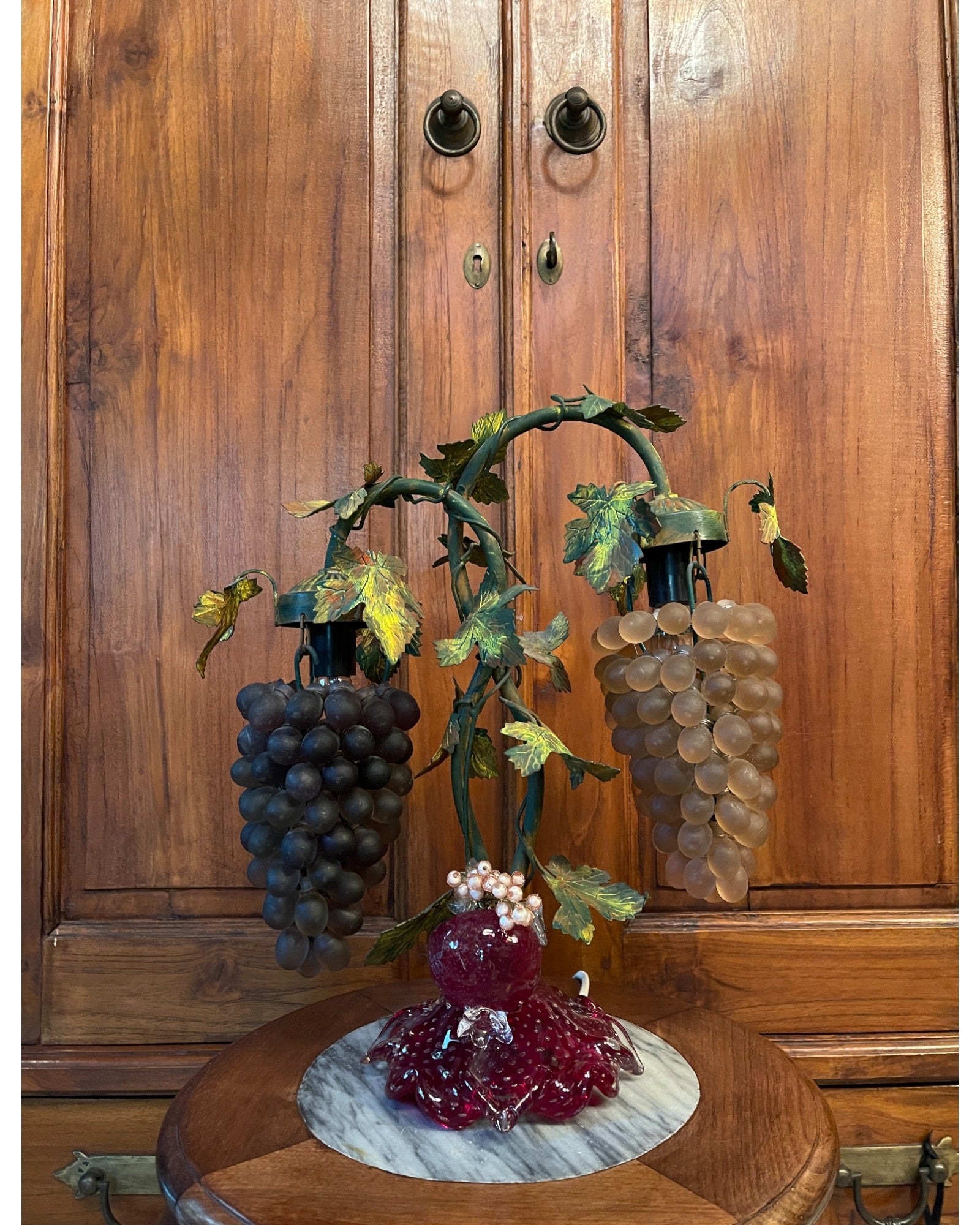 2-Globe Murano Glass Grape Table Lamp