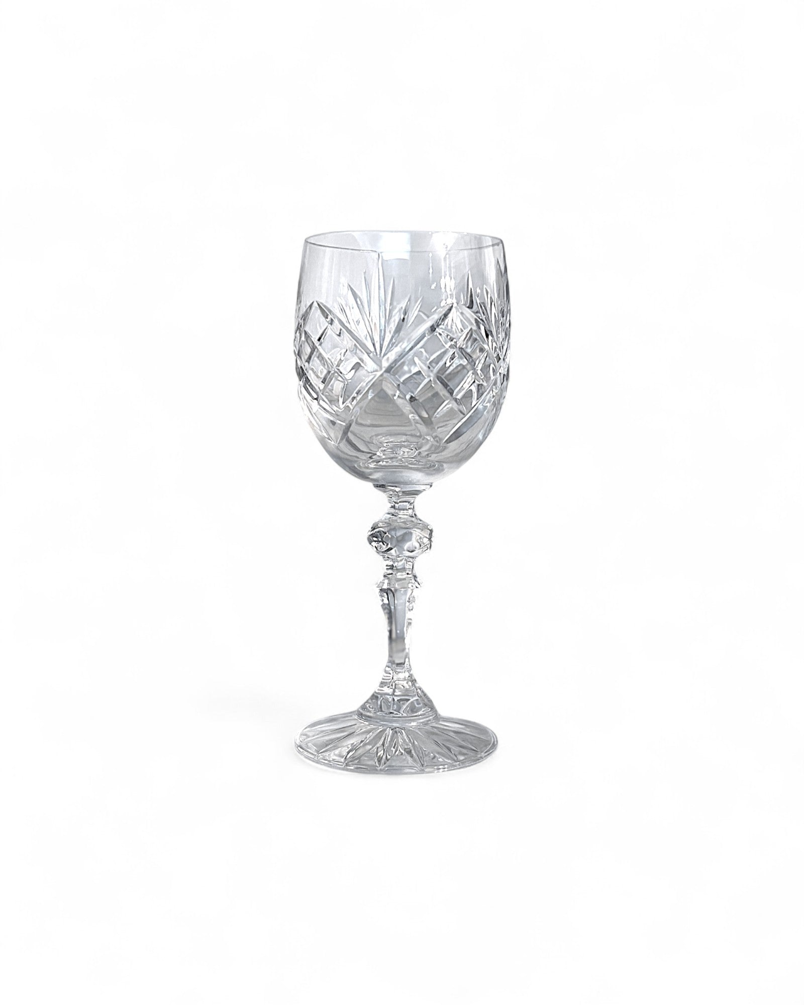 Vintage Starburst-Cut Crystal Wine Glasses – Set of 5