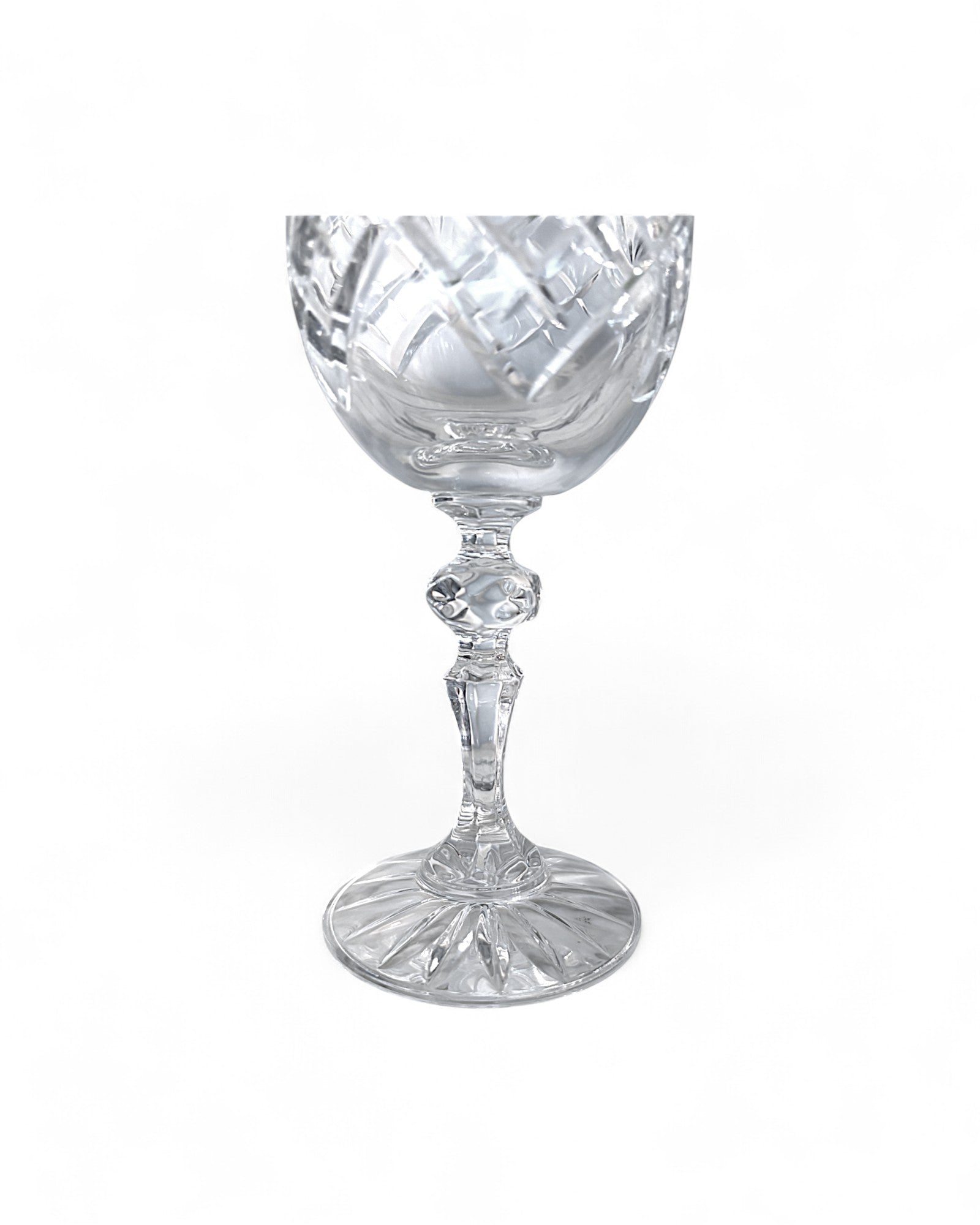 Vintage Starburst-Cut Crystal Wine Glasses – Set of 5