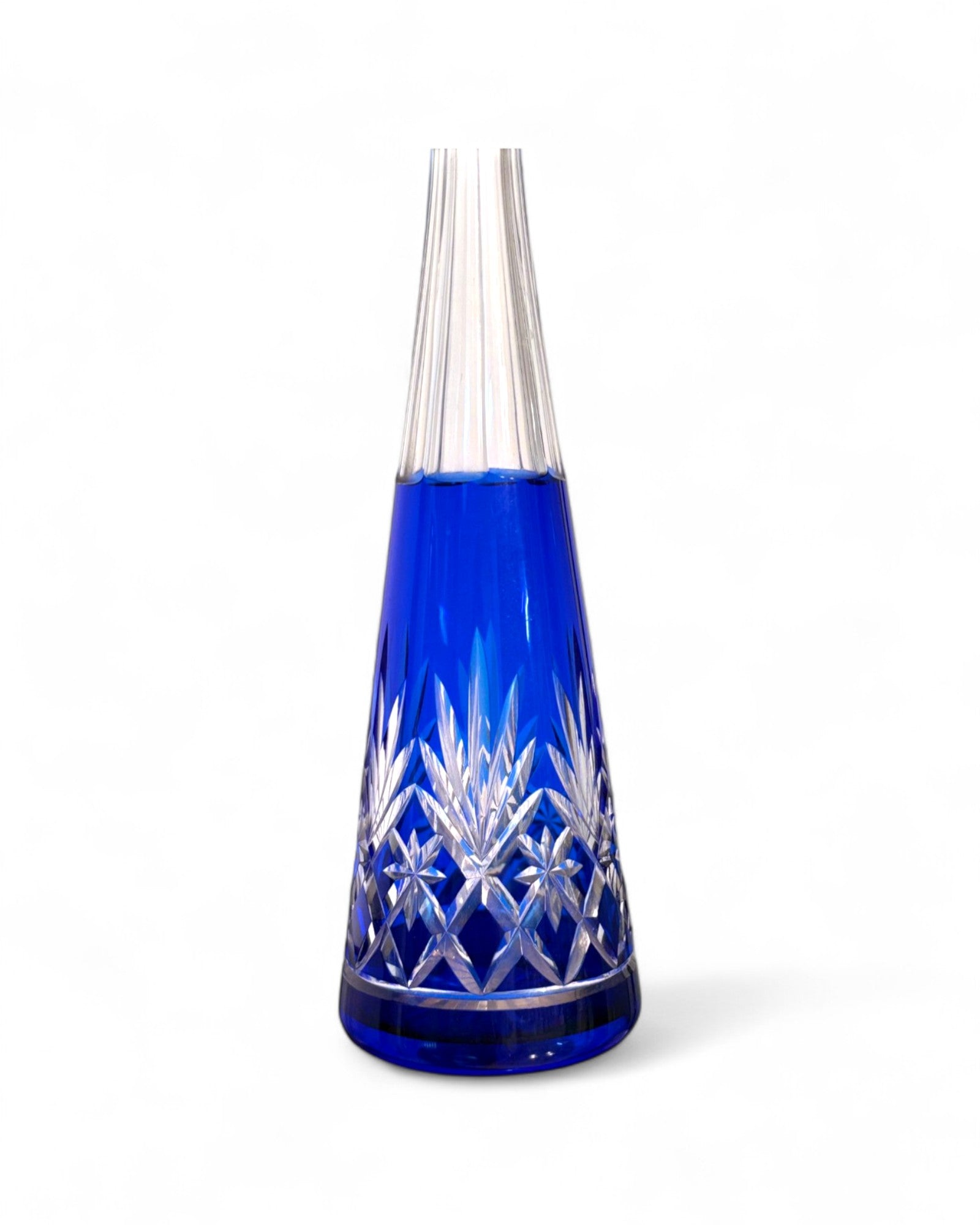 Vintage Baccarat Cobalt Blue Cut-to-Clear Crystal Decanter with Stopper