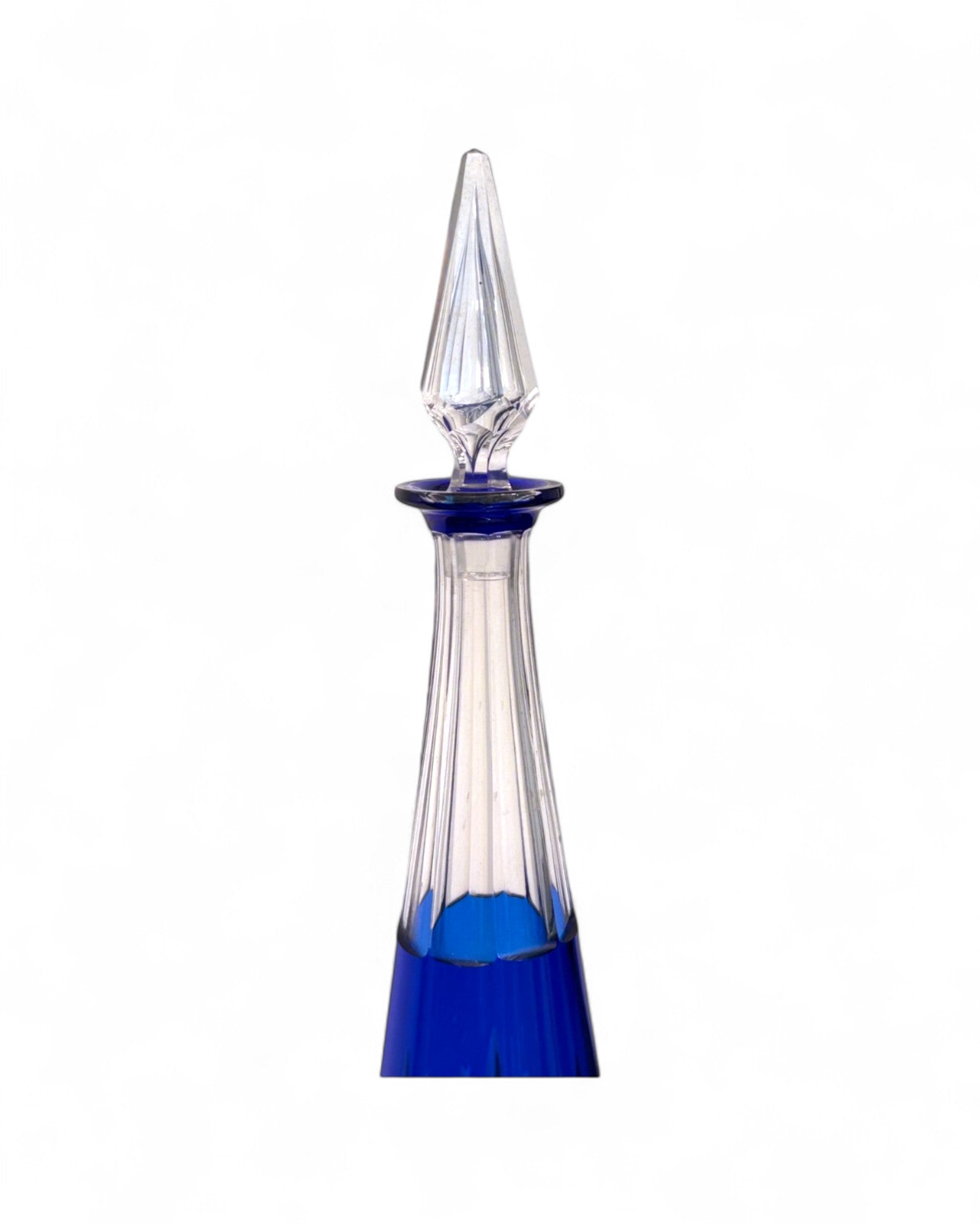 Vintage Baccarat Cobalt Blue Cut-to-Clear Crystal Decanter with Stopper